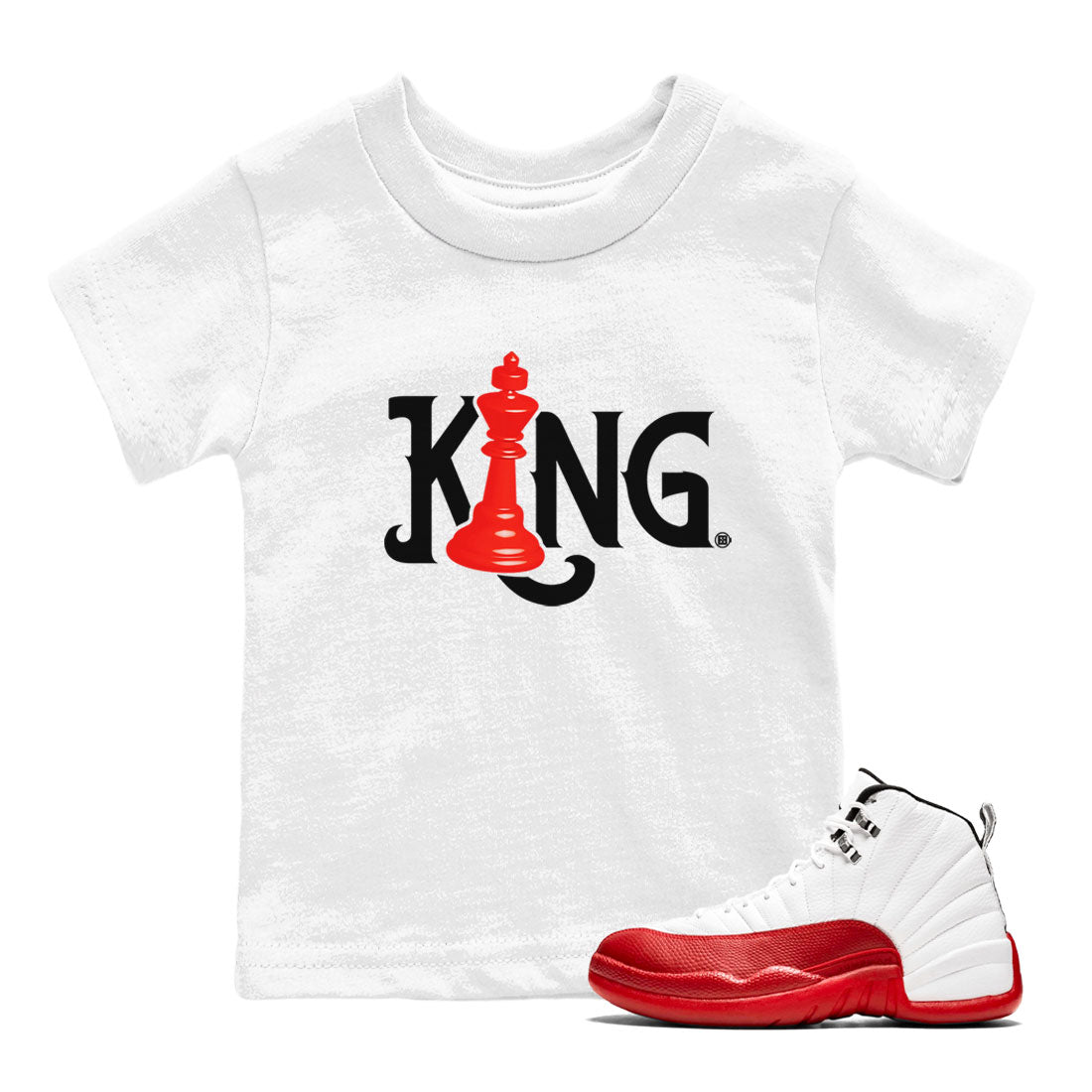 12s Cherry shirt to match jordans Chess King sneaker tees AJ12 Retro Cherry Drip Gear Zone baby toddler White 1 cotton Shirt