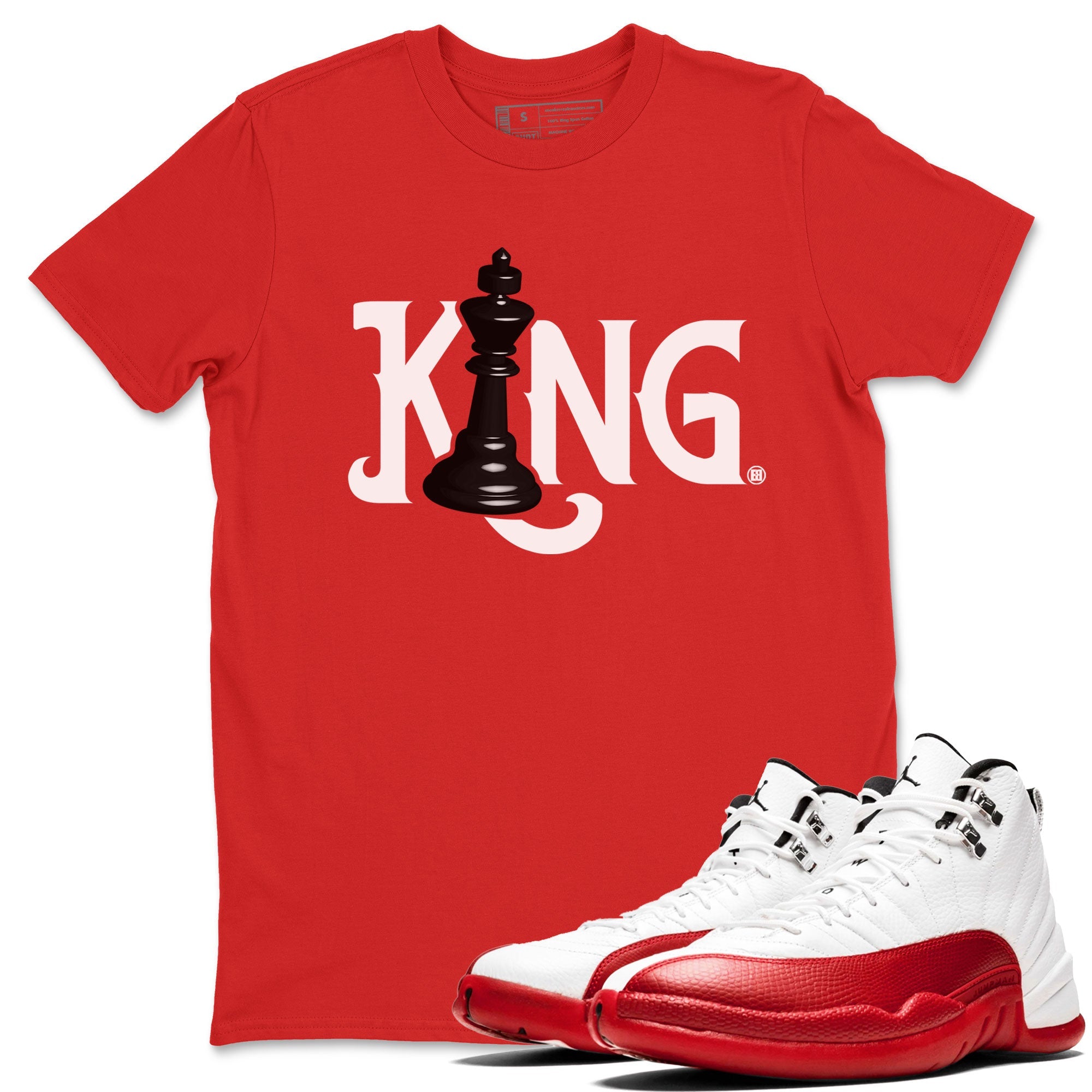12s Cherry shirt to match jordans Chess King sneaker tees AJ12 Retro Cherry Drip Gear Zone unisex cotton Red 1 crew neck shirt