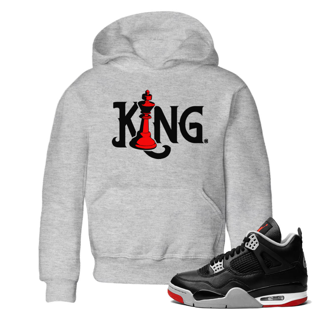 Air Jordan 4 Bred Reimagined shirt to match jordans Chess King sneaker shirts AJ4 Bred Reimagined Drip Gear Zone baby toddler Heather Grey 1 cotton Shirt