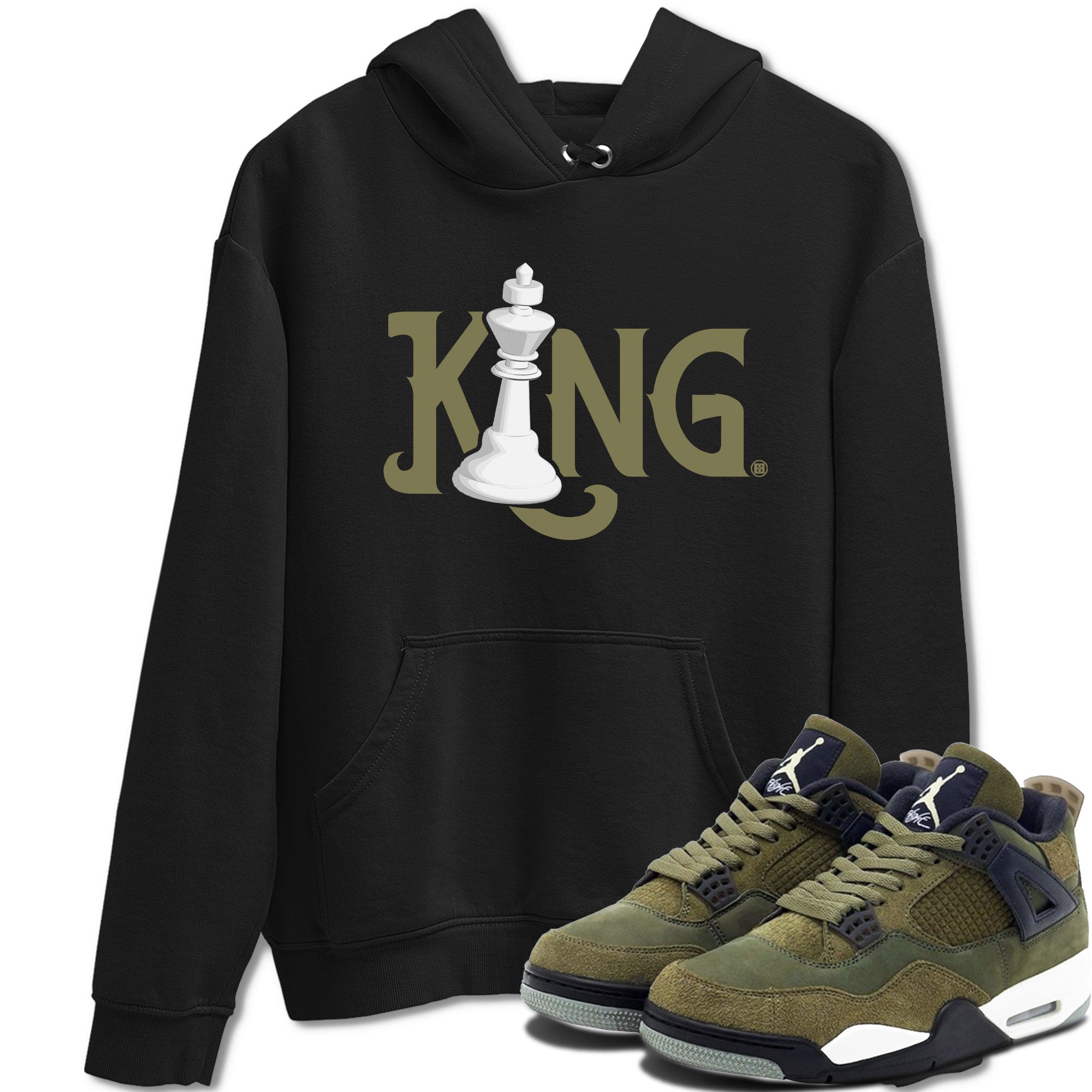 Air Jordan 4 Medium Olive shirt to match jordans streetwear brand Chess King sneaker tees 4s Medium Olive Drip Gear Zone Unisex Streetwear Clothing Black 1 T-Shirt