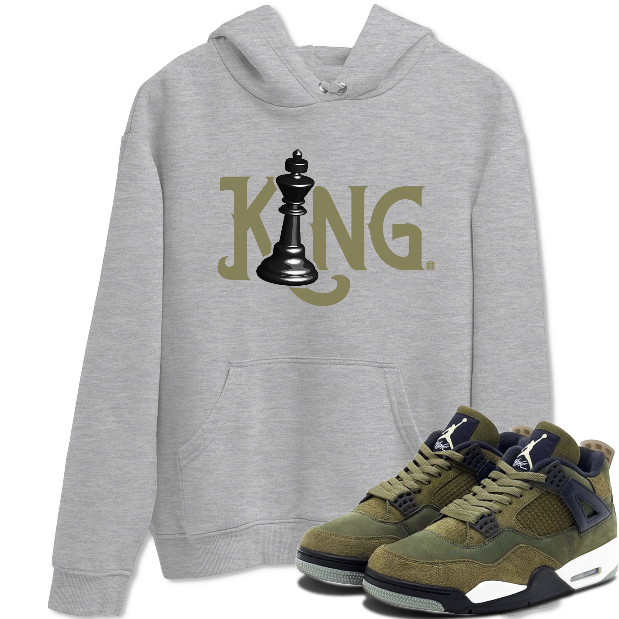 Air Jordan 4 Medium Olive shirt to match jordans streetwear brand Chess King sneaker tees 4s Medium Olive Drip Gear Zone Unisex Streetwear Clothing Heather Grey 1 T-Shirt