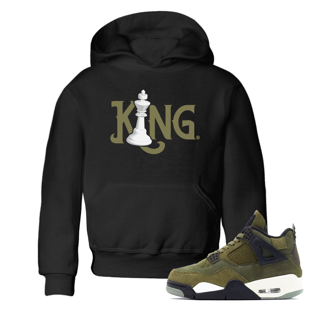 Air Jordan 4 Medium Olive shirt to match jordans streetwear brand Chess King sneaker tees 4s Medium Olive Drip Gear Zone Baby Toddler Black 1 T-Shirt