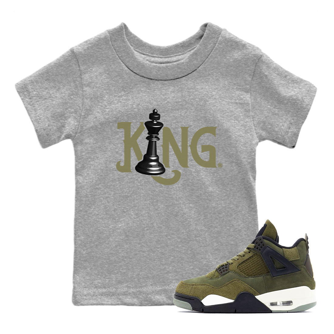 Air Jordan 4 Medium Olive shirt to match jordans streetwear brand Chess King sneaker tees 4s Medium Olive Drip Gear Zone Baby Toddler Heather Grey 1 T-Shirt