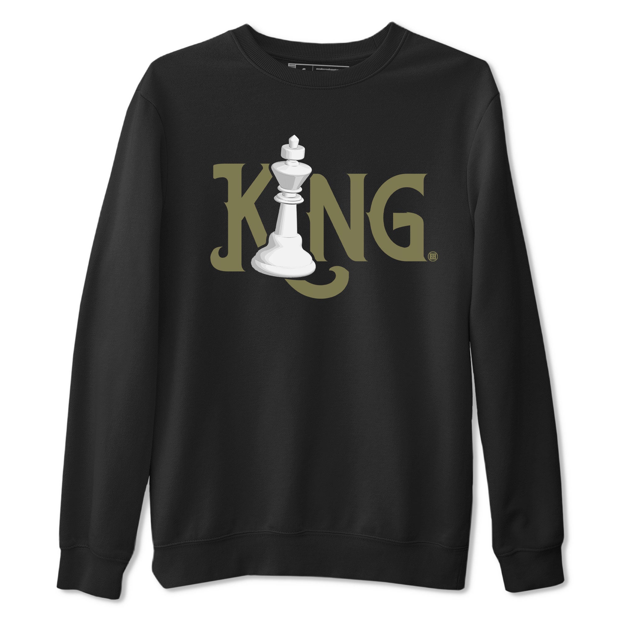 Air Jordan 4 Medium Olive shirt to match jordans streetwear brand Chess King sneaker tees 4s Medium Olive Drip Gear Zone Unisex Streetwear Clothing Black 2 T-Shirt