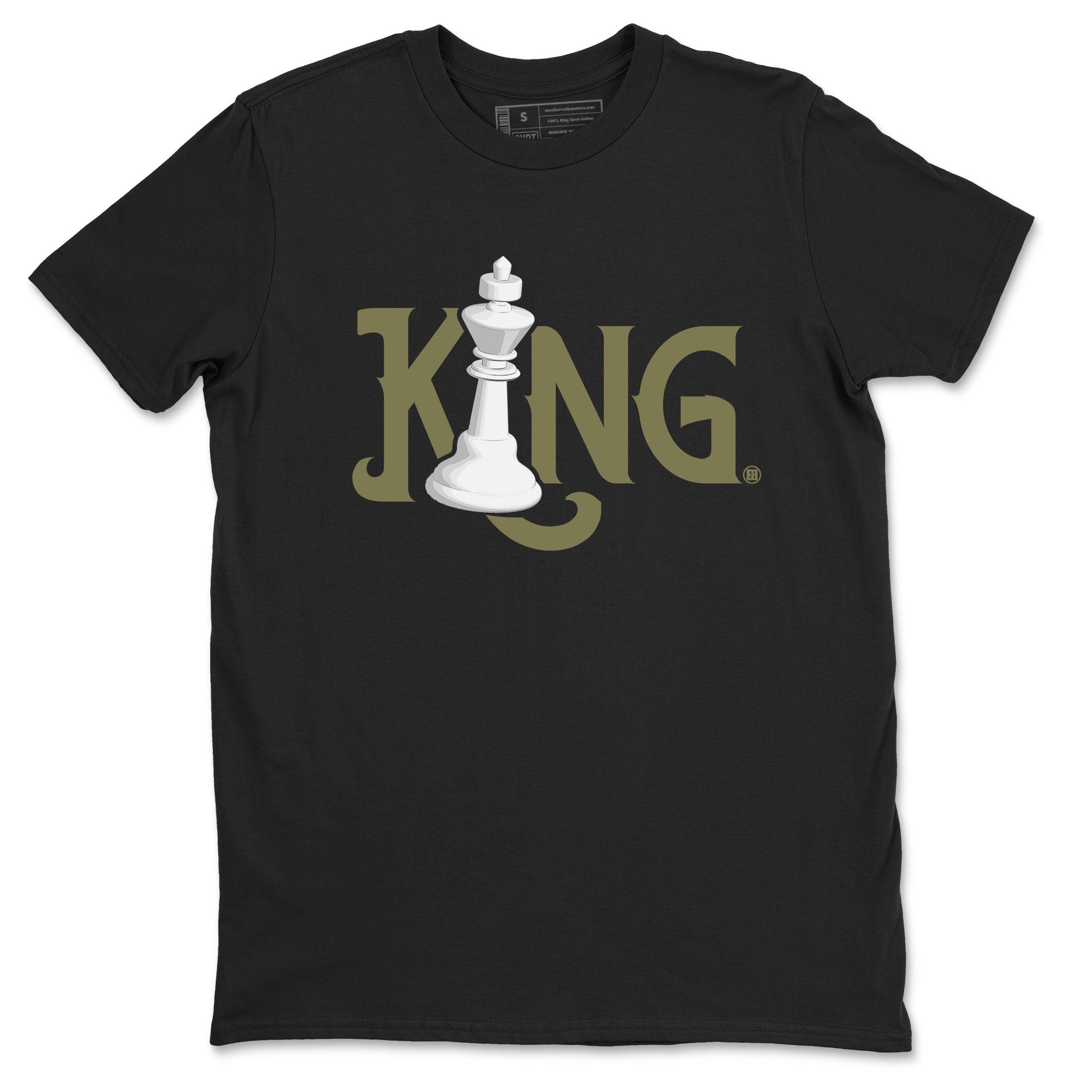 Air Jordan 4 Medium Olive shirt to match jordans streetwear brand Chess King sneaker tees 4s Medium Olive Drip Gear Zone Unisex Streetwear Clothing Black 2 T-Shirt