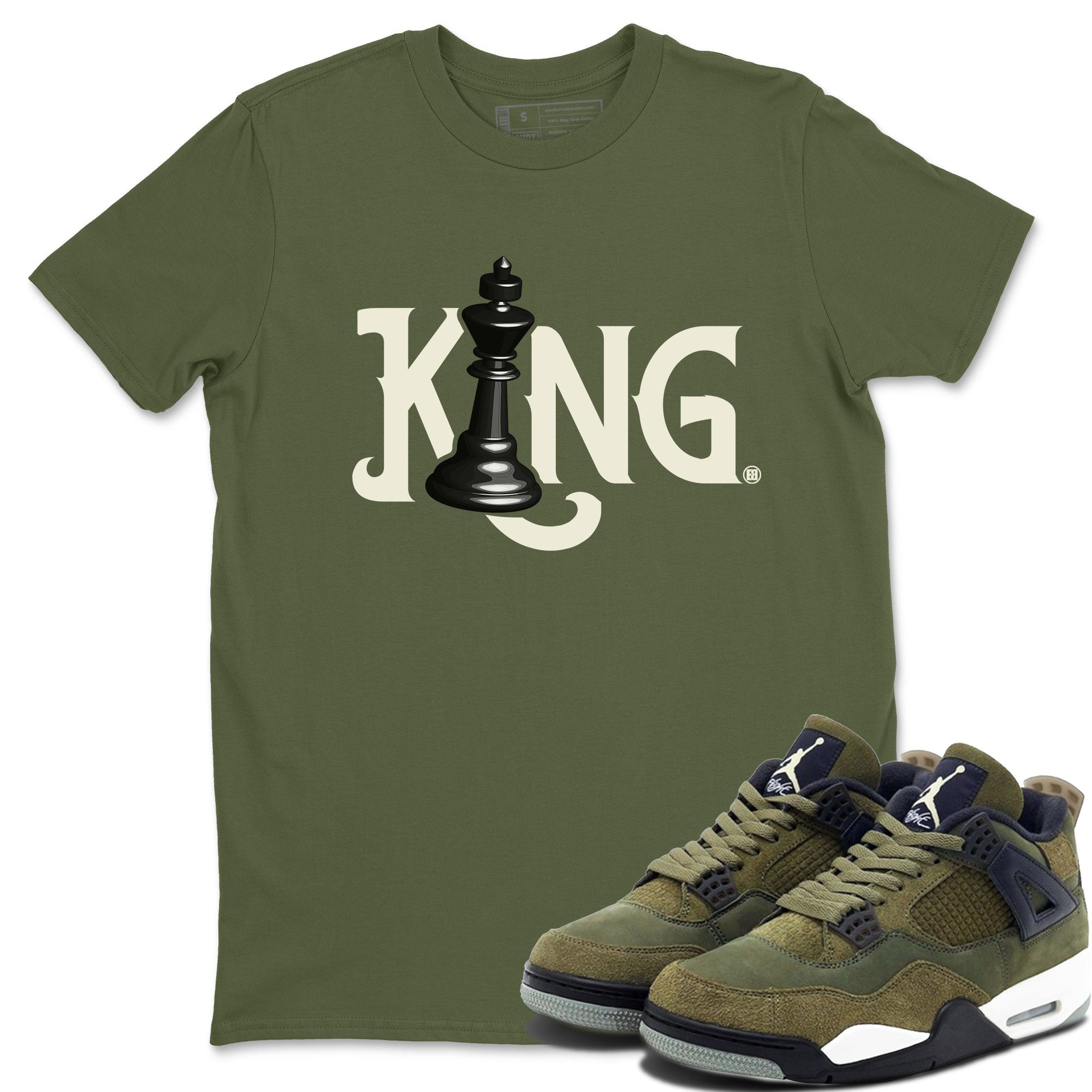 Air Jordan 4 Medium Olive shirt to match jordans streetwear brand Chess King sneaker tees 4s Medium Olive Drip Gear Zone Unisex Streetwear Clothing Military Green 1 T-Shirt