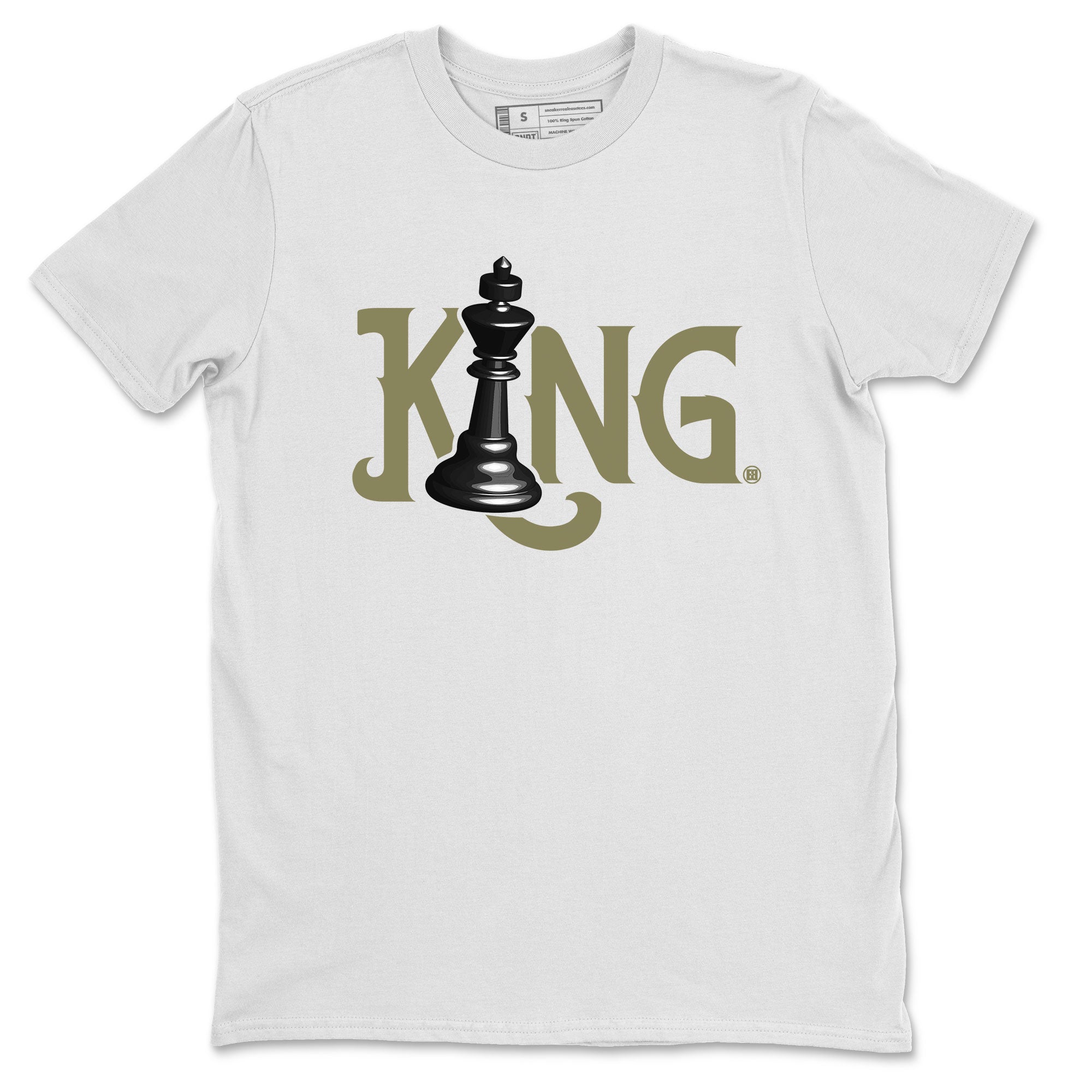 Air Jordan 4 Medium Olive shirt to match jordans streetwear brand Chess King sneaker tees 4s Medium Olive Drip Gear Zone Unisex Streetwear Clothing White 2 T-Shirt