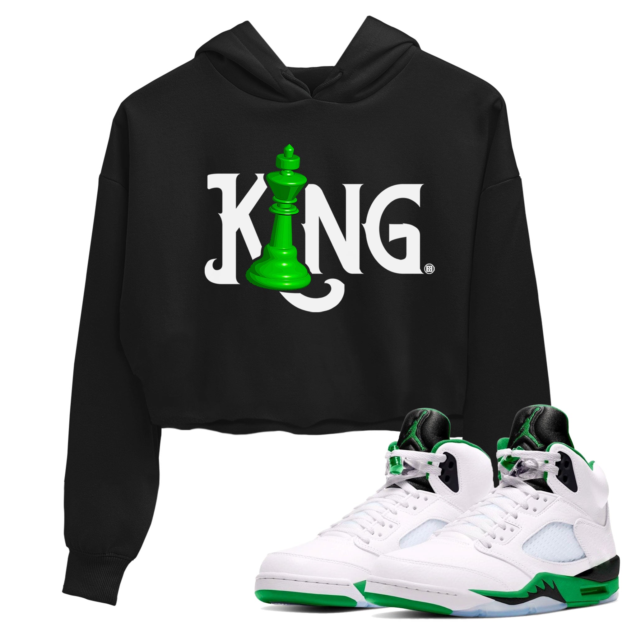 Air Jordan 5 Lucky Green shirt to match jordans Chess King sneaker match tee AJ5 Lucky Green Drip Gear Zone Black 1 women's crop tee