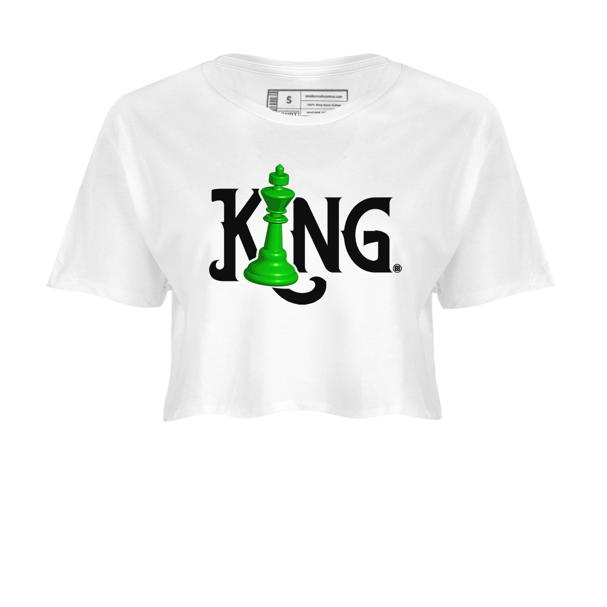 Air Jordan 5 Lucky Green shirt to match jordans Chess King sneaker match tee AJ5 Lucky Green Drip Gear Zone White 2 women's crop tee