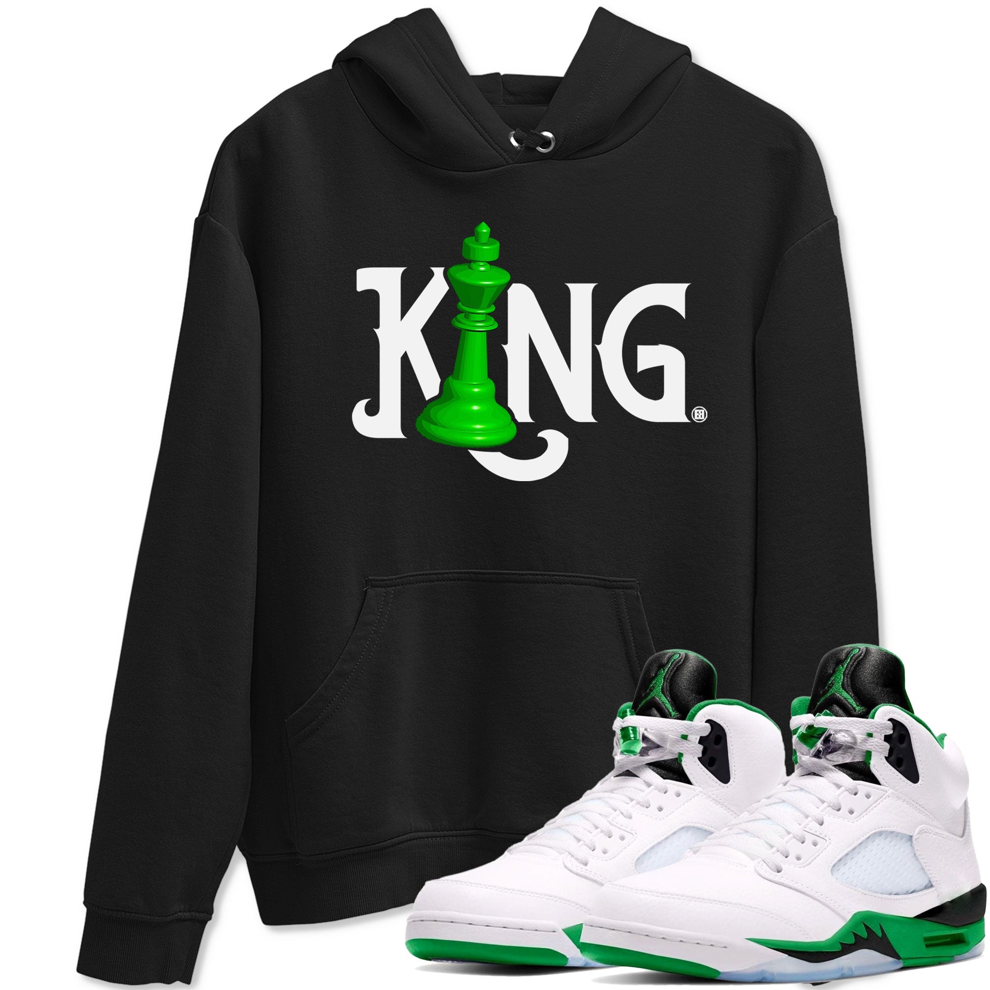 Air Jordan 5 Lucky Green shirt to match jordans Chess King sneaker match tee AJ5 Lucky Green Drip Gear Zone unisex cotton Black 1 crew neck shirt