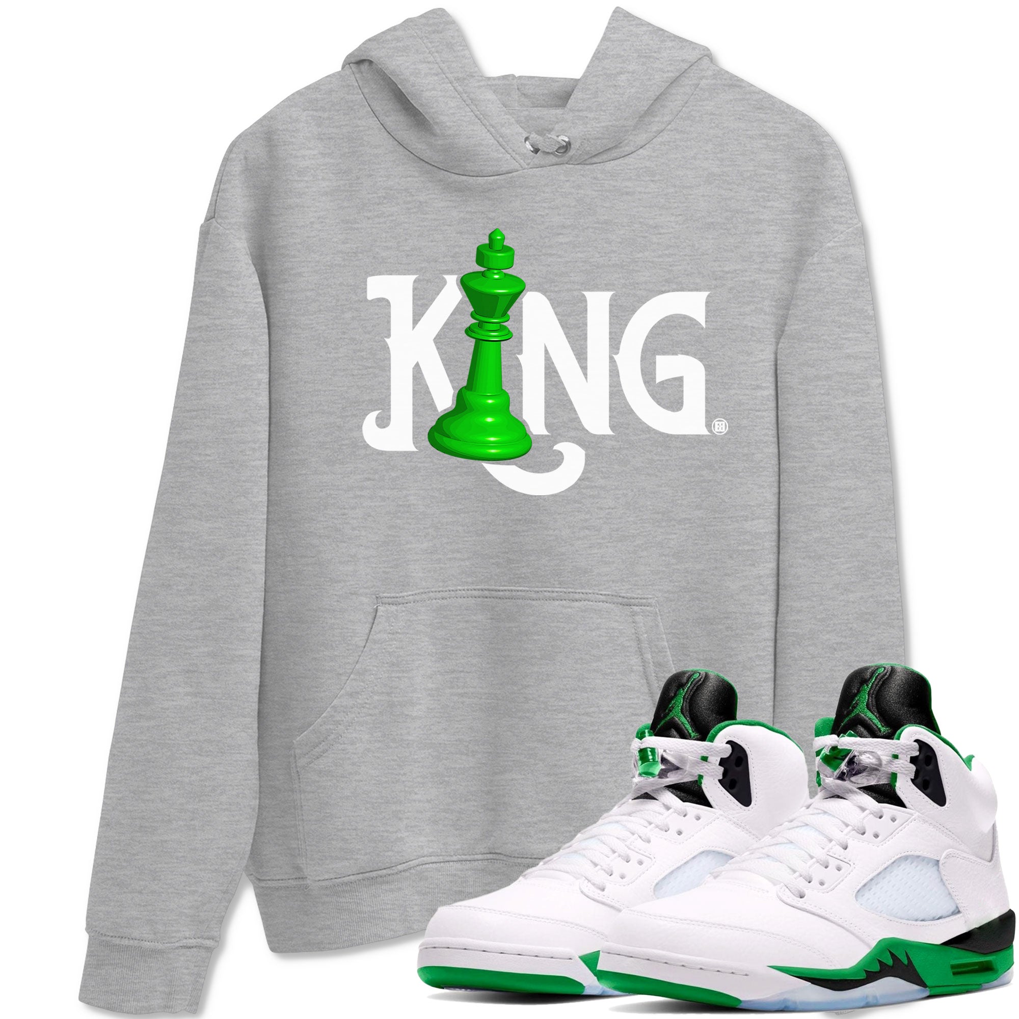 Air Jordan 5 Lucky Green shirt to match jordans Chess King sneaker match tee AJ5 Lucky Green Drip Gear Zone unisex cotton Heather Grey 1 crew neck shirt