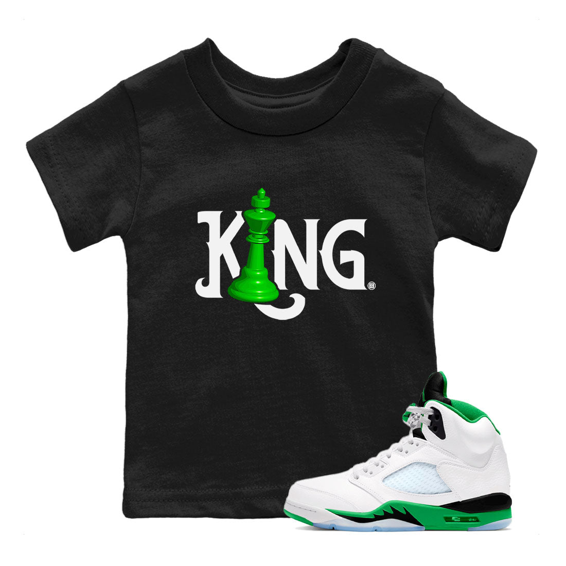 Air Jordan 5 Lucky Green shirt to match jordans Chess King sneaker match tee AJ5 Lucky Green Drip Gear Zone baby toddler Black 1 cotton Shirt