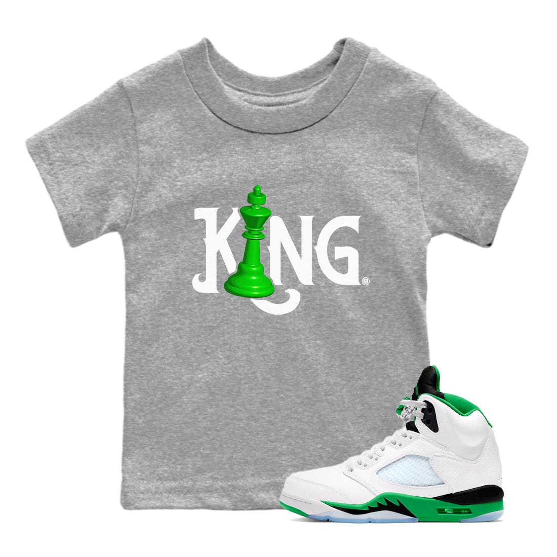 Air Jordan 5 Lucky Green shirt to match jordans Chess King sneaker match tee AJ5 Lucky Green Drip Gear Zone baby toddler Heather Grey 1 cotton Shirt