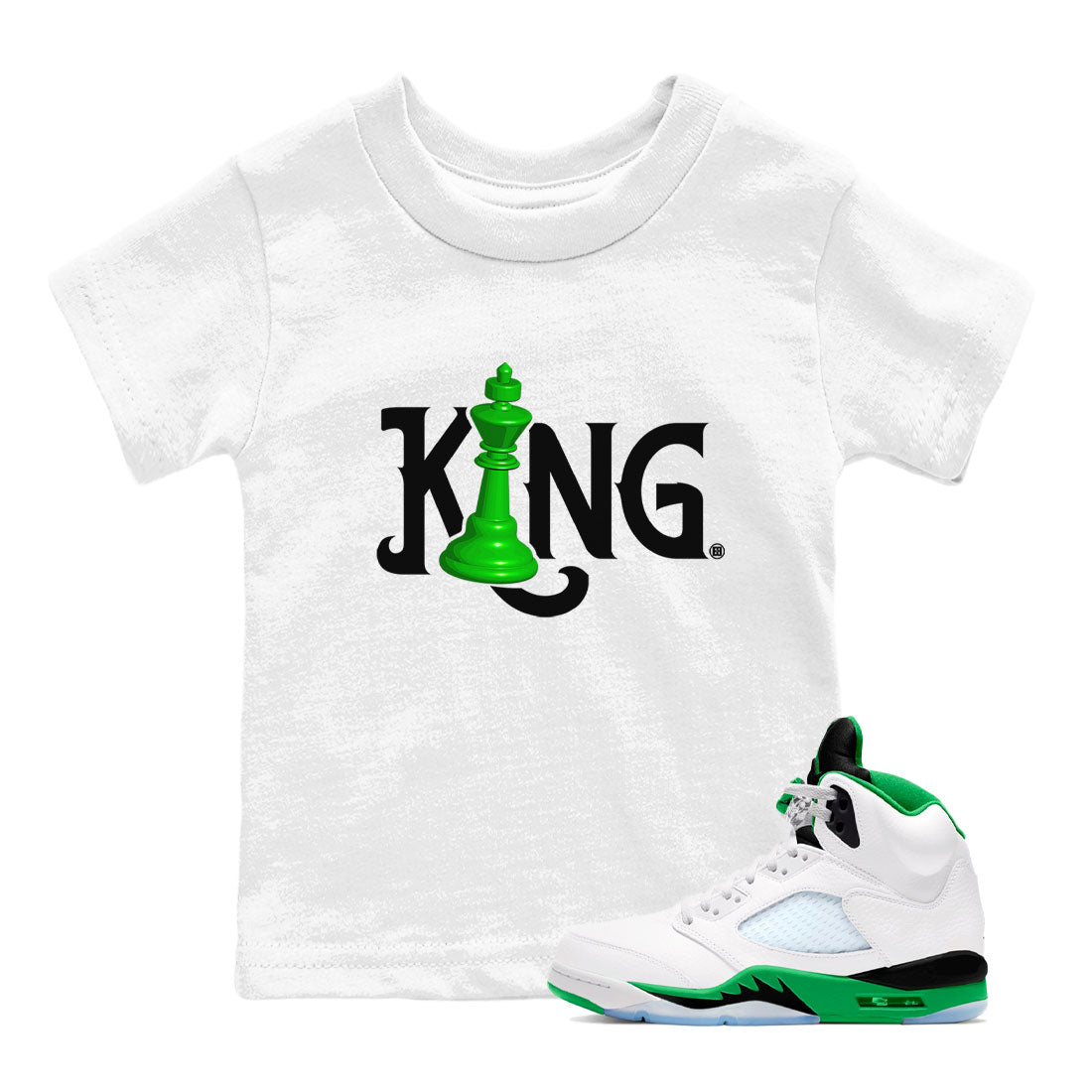 Air Jordan 5 Lucky Green shirt to match jordans Chess King sneaker match tee AJ5 Lucky Green Drip Gear Zone baby toddler White 1 cotton Shirt