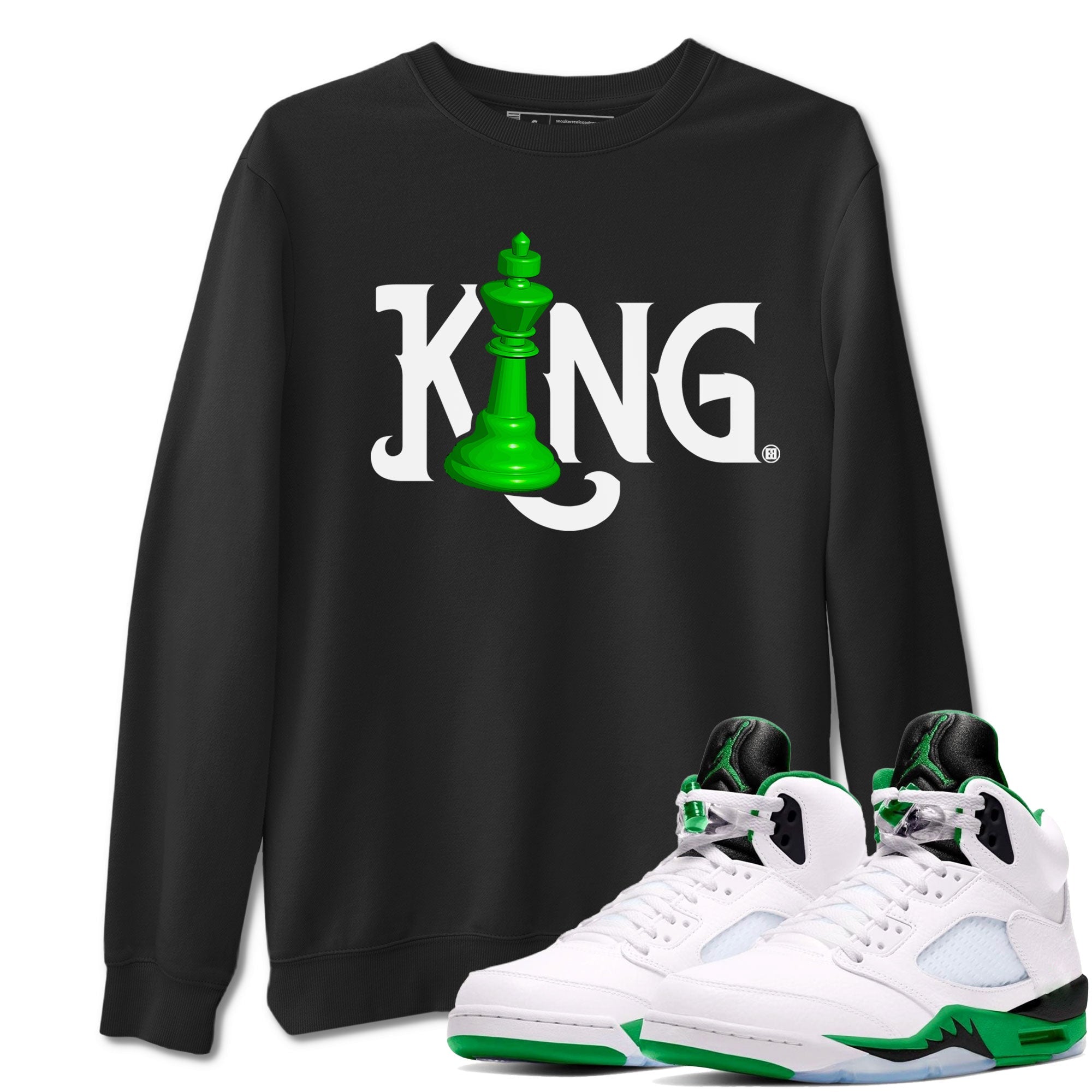 Air Jordan 5 Lucky Green shirt to match jordans Chess King sneaker match tee AJ5 Lucky Green Drip Gear Zone unisex cotton Black 1 crew neck shirt