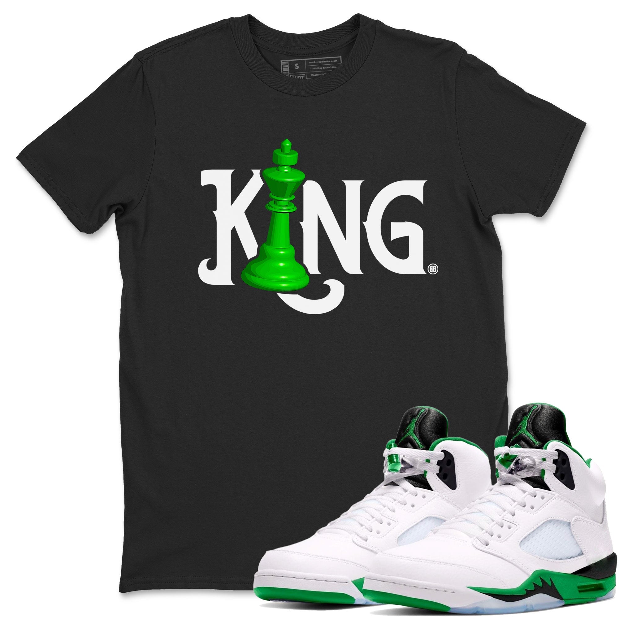 Air Jordan 5 Lucky Green shirt to match jordans Chess King sneaker match tee AJ5 Lucky Green Drip Gear Zone unisex cotton Black 1 crew neck shirt