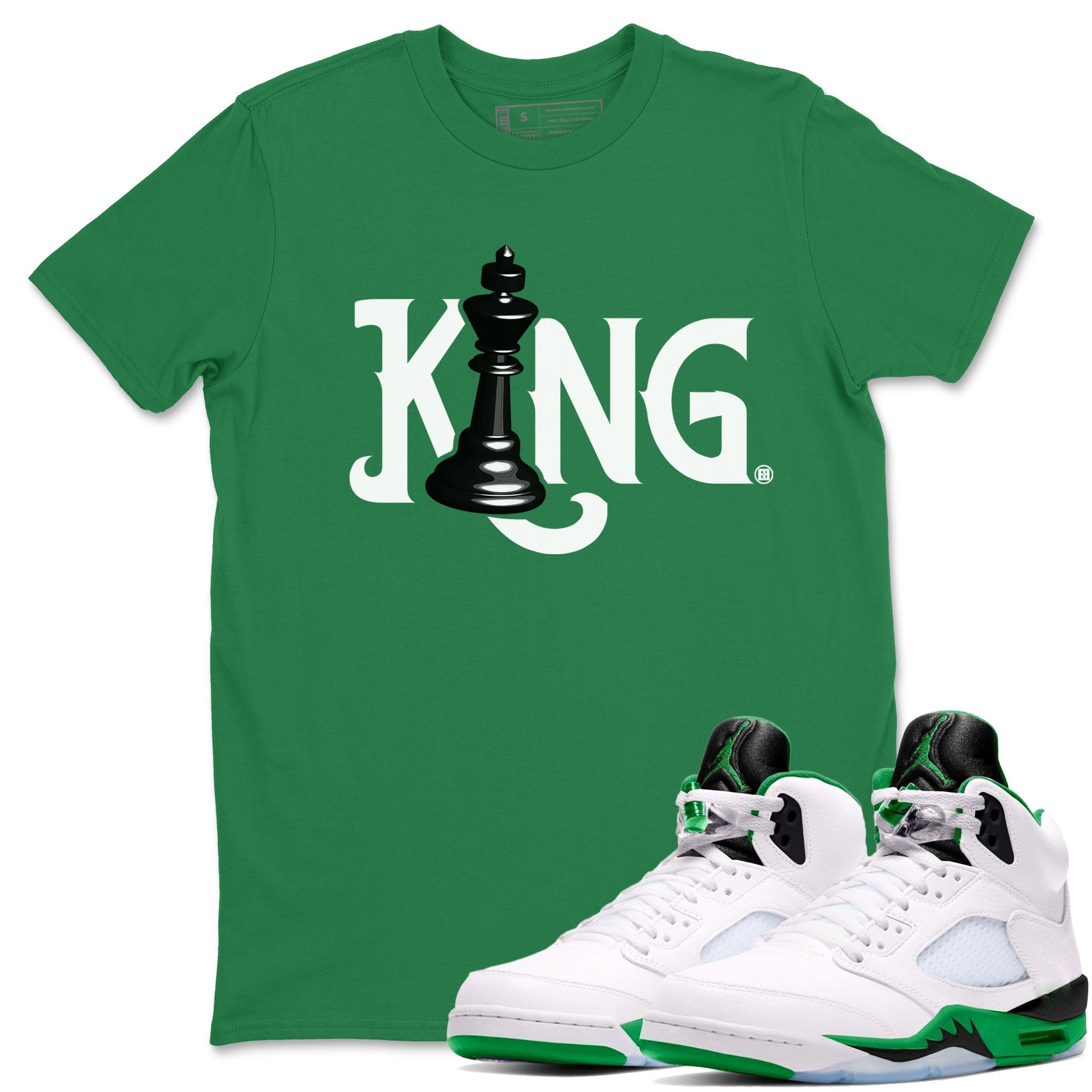 Air Jordan 5 Lucky Green shirt to match jordans Chess King sneaker match tee AJ5 Lucky Green Drip Gear Zone unisex cotton Kelly Green 1 crew neck shirt