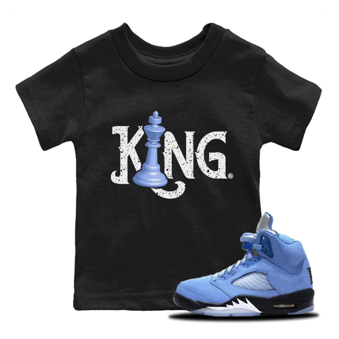 Jordan 5 UNC Sneaker Matching T-Shirt Chess King Sneaker Tees Jordan 5 UNC Sneaker Release Tees Kids Shirts