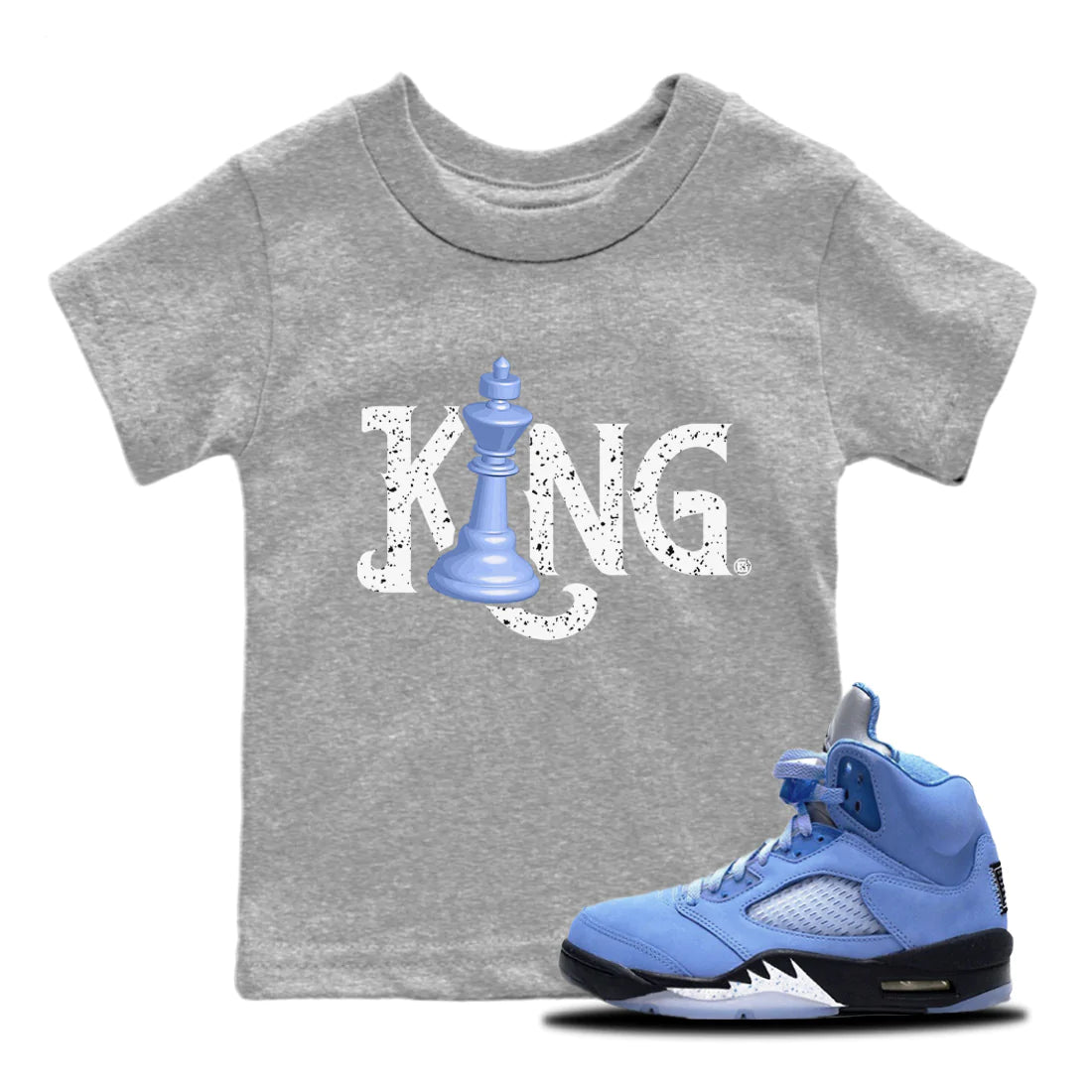 Jordan 5 UNC Sneaker Matching T-Shirt Chess King Sneaker Tees Jordan 5 UNC Sneaker Release Tees Kids Shirts