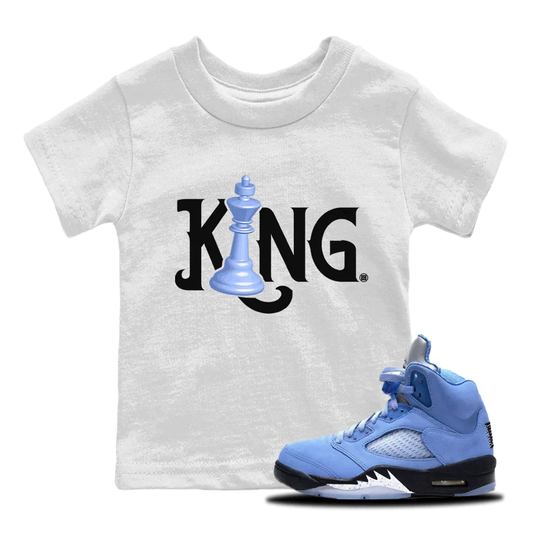 Jordan 5 UNC Sneaker Matching T-Shirt Chess King Sneaker Tees Jordan 5 UNC Sneaker Release Tees Kids Shirts