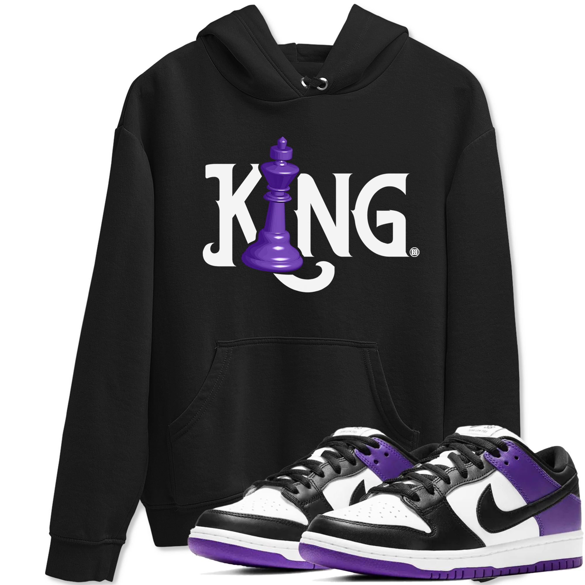 Nike SB Dunk Low Court Purple Shirt To Match Jordans Chess King Streetwear Fashion Dunk Low Court Purple Drip Gear Zone unisex crew neck t-shirt Black 1 crew neck shirt