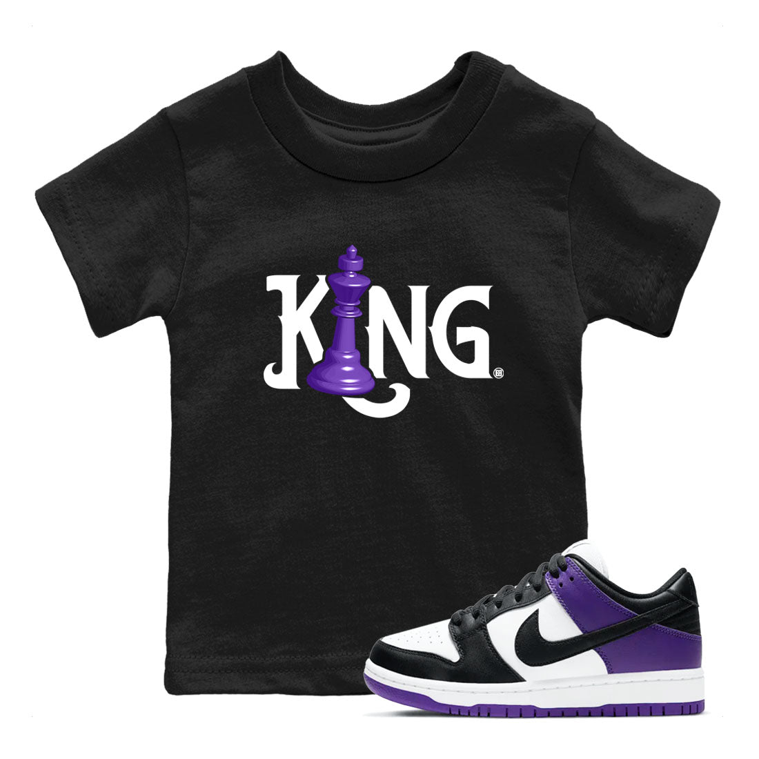 Nike SB Dunk Low Court Purple Shirt To Match Jordans Chess King Streetwear Fashion Dunk Low Court Purple Drip Gear Zone baby toddler Black 1 cotton Shirt