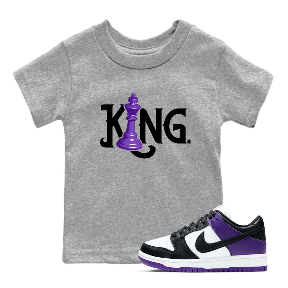 Nike SB Dunk Low Court Purple Shirt To Match Jordans Chess King Streetwear Fashion Dunk Low Court Purple Drip Gear Zone baby toddler Heather Grey 1 cotton Shirt