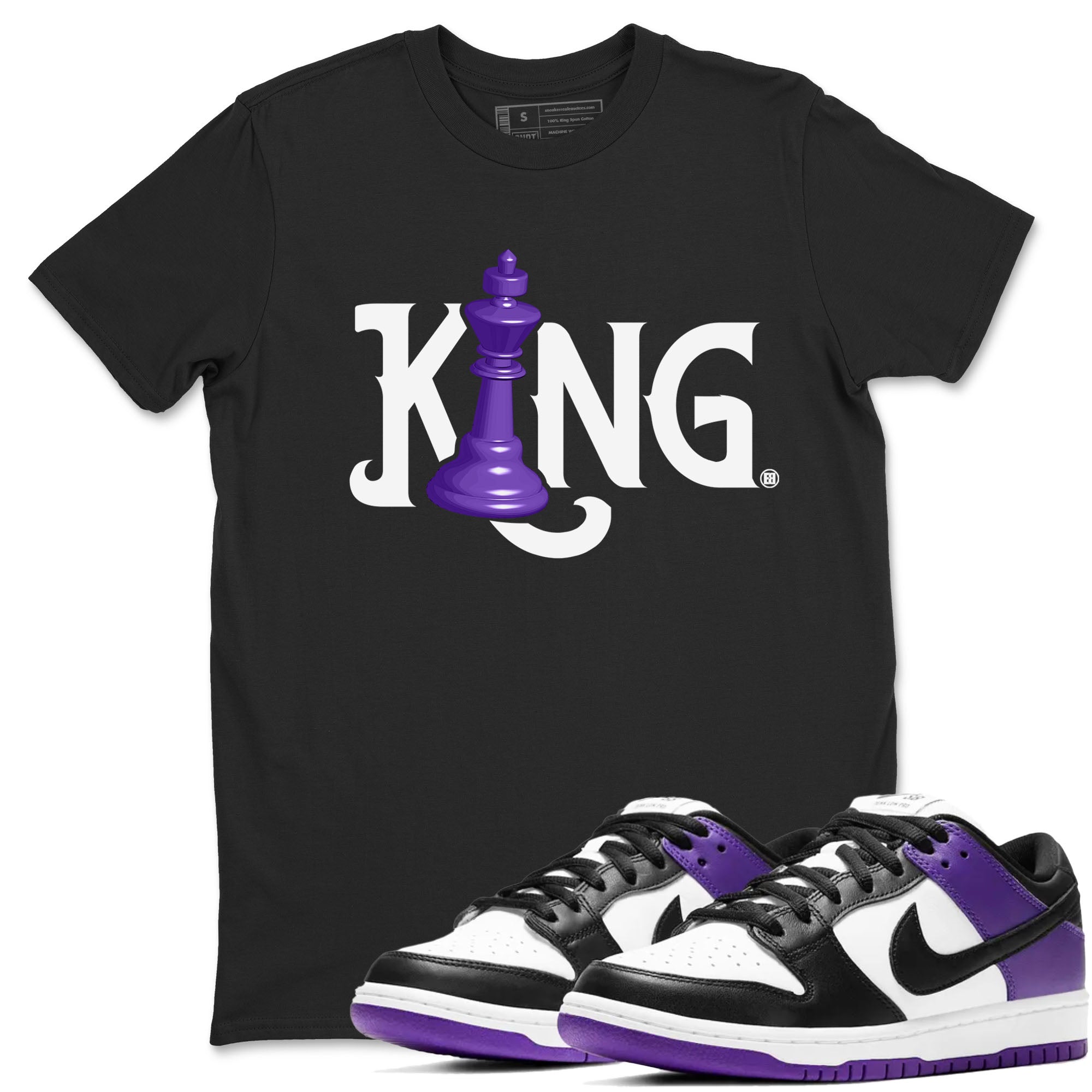 Nike SB Dunk Low Court Purple Shirt To Match Jordans Chess King Streetwear Fashion Dunk Low Court Purple Drip Gear Zone unisex crew neck t-shirt Black 1 crew neck shirt