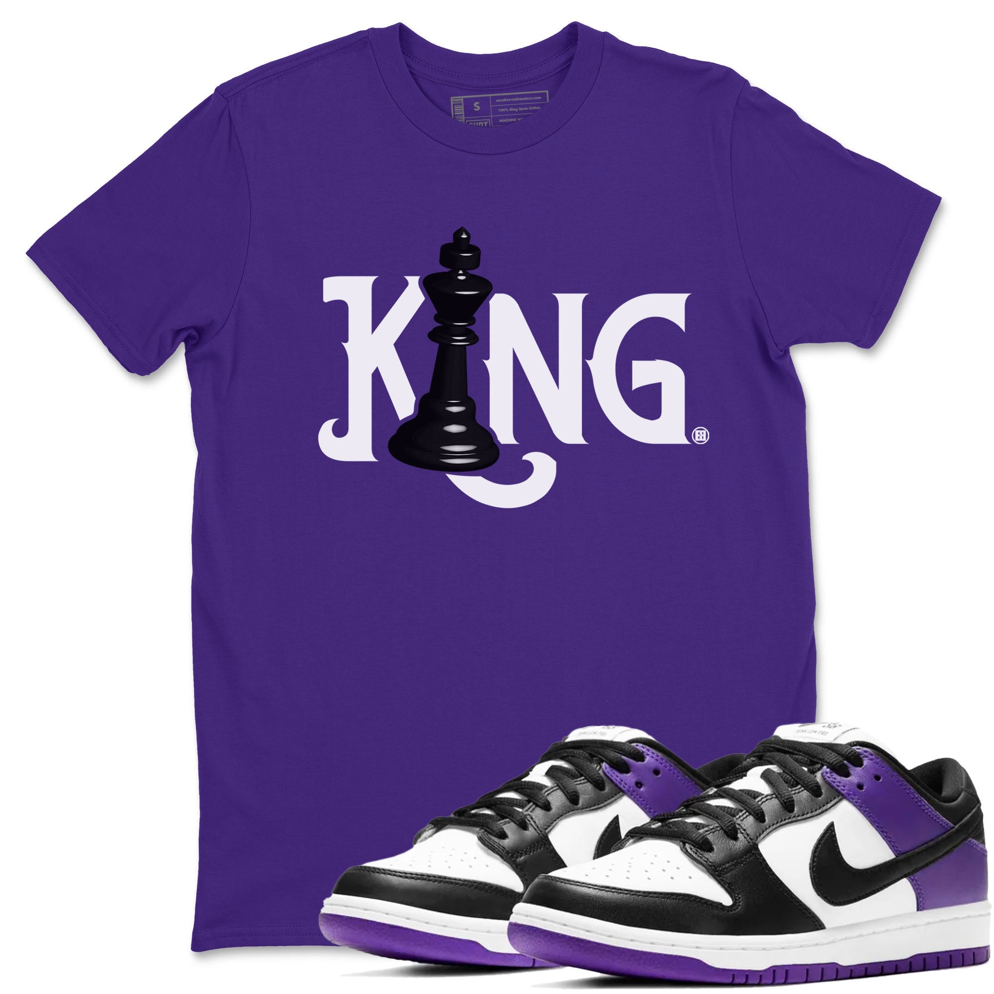 Nike SB Dunk Low Court Purple Shirt To Match Jordans Chess King Streetwear Fashion Dunk Low Court Purple Drip Gear Zone unisex crew neck t-shirt Purple 1 crew neck shirt