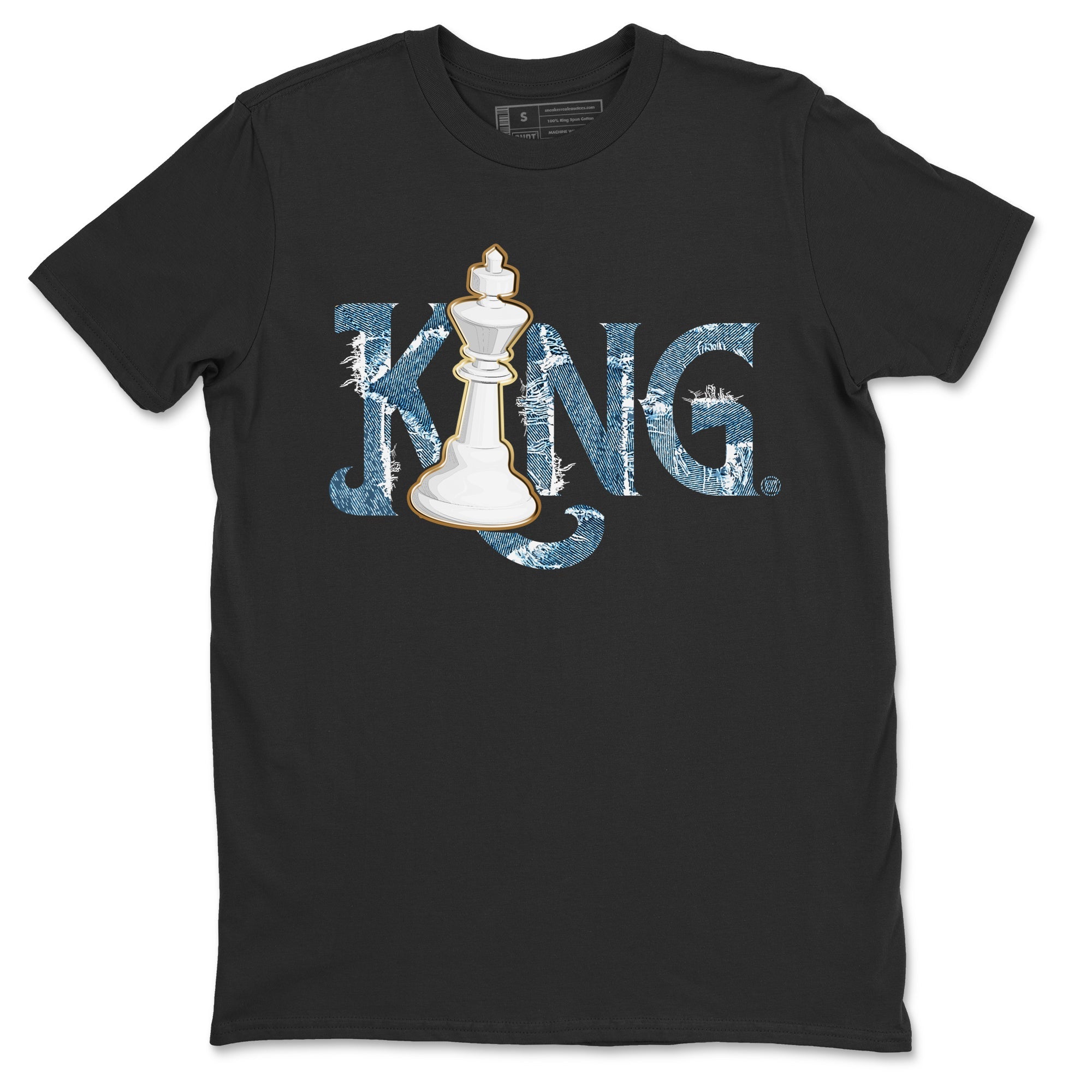 Jordan 1 Denim Sneaker Matching T-Shirt Chess King Sneaker Tees Jordan 1 Denim Sneaker Release Tees Crew Neck Tees