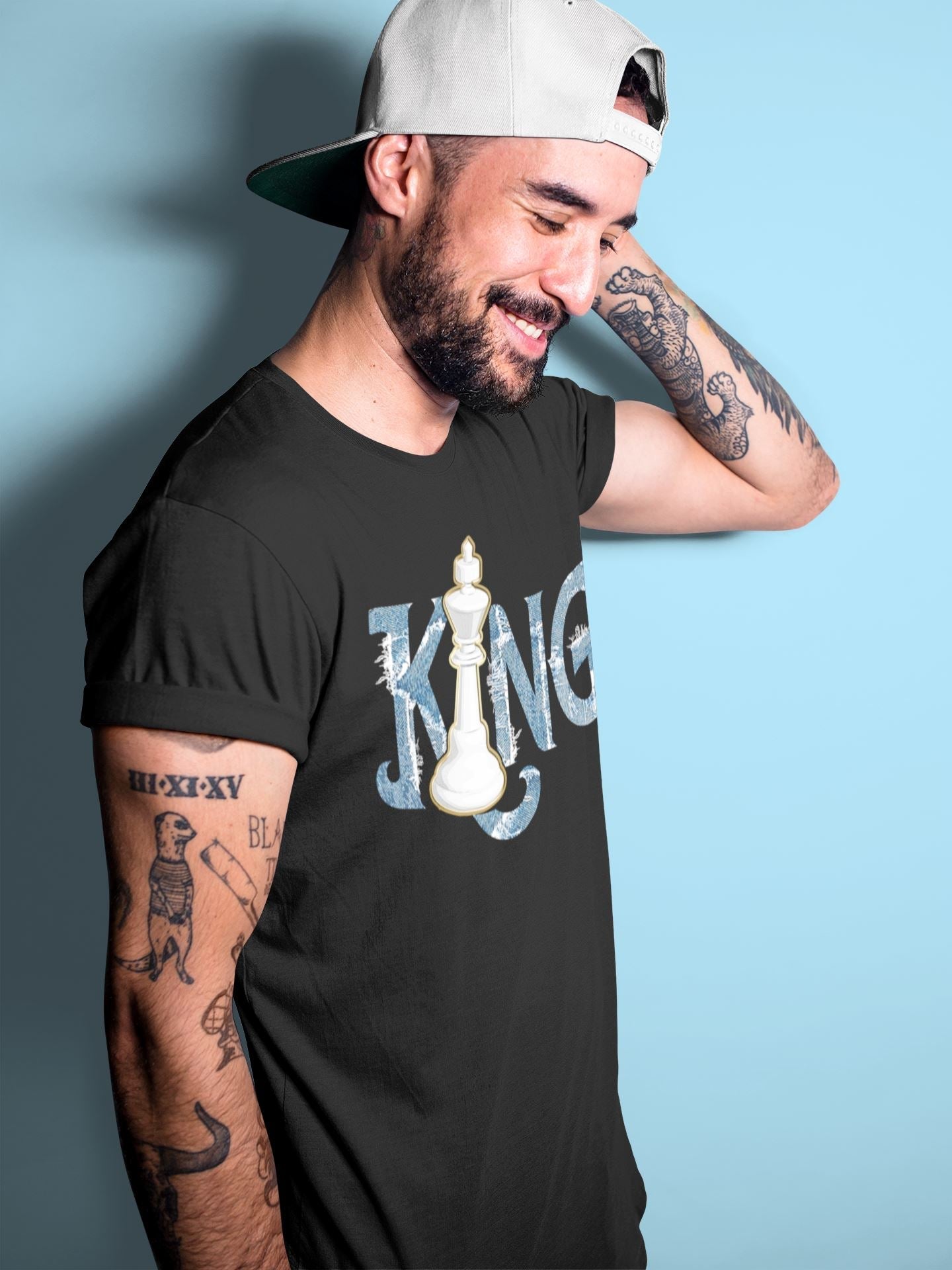 Jordan 1 Denim Sneaker Matching T-Shirt Chess King Sneaker Tees Jordan 1 Denim Sneaker Release Tees Crew Neck Tees