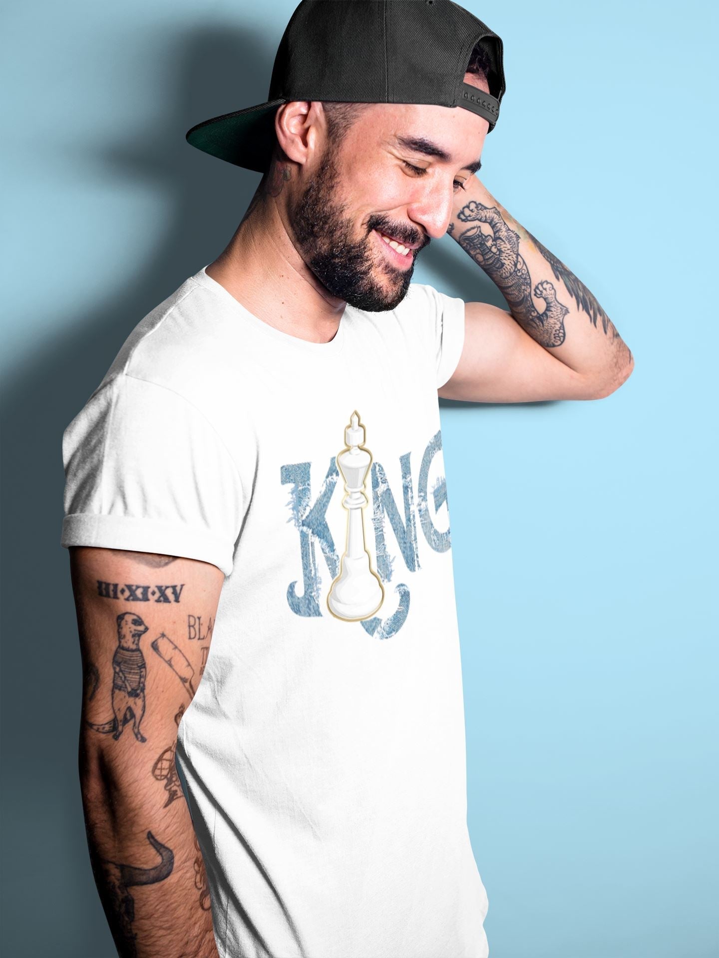 Jordan 1 Denim Sneaker Matching T-Shirt Chess King Sneaker Tees Jordan 1 Denim Sneaker Release Tees Crew Neck Tees