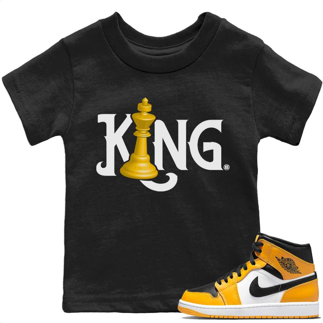 Jordan 1 Taxi Sneaker Matching T-Shirt Chess King Sneaker Tees Jordan 1 Taxi Sneaker Release Tees Kids Shirts
