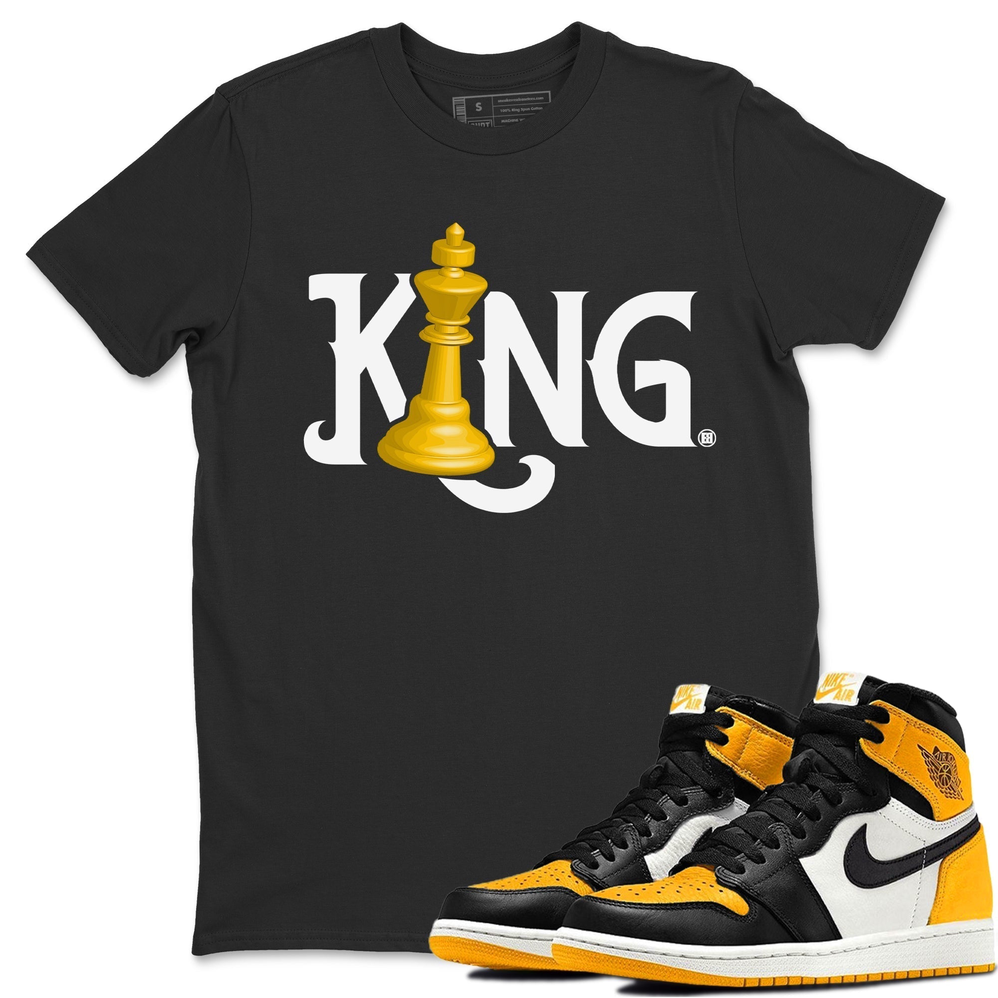 Jordan 1 Taxi Sneaker Matching T-Shirt Chess King Sneaker Tees Jordan 1 Taxi Sneaker Release Tees Crew Neck Tees