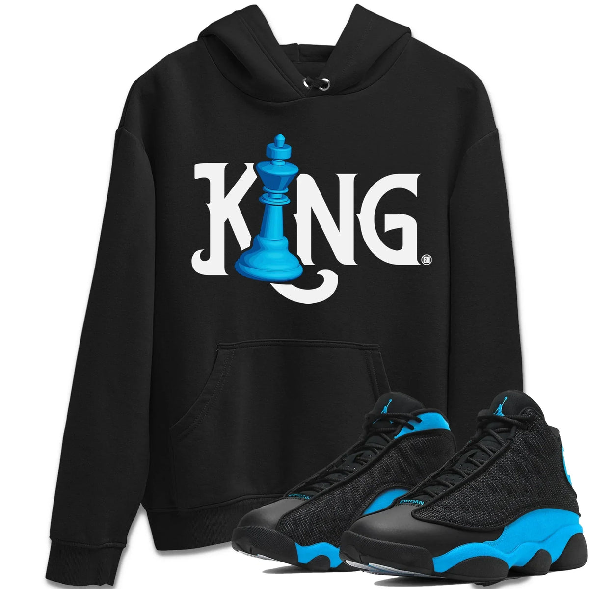 Jordan 13 UNC Sneaker Matching T-Shirt Chess King Sneaker Tees Jordan 13 UNC Sneaker Release Tees Crew Neck Tees