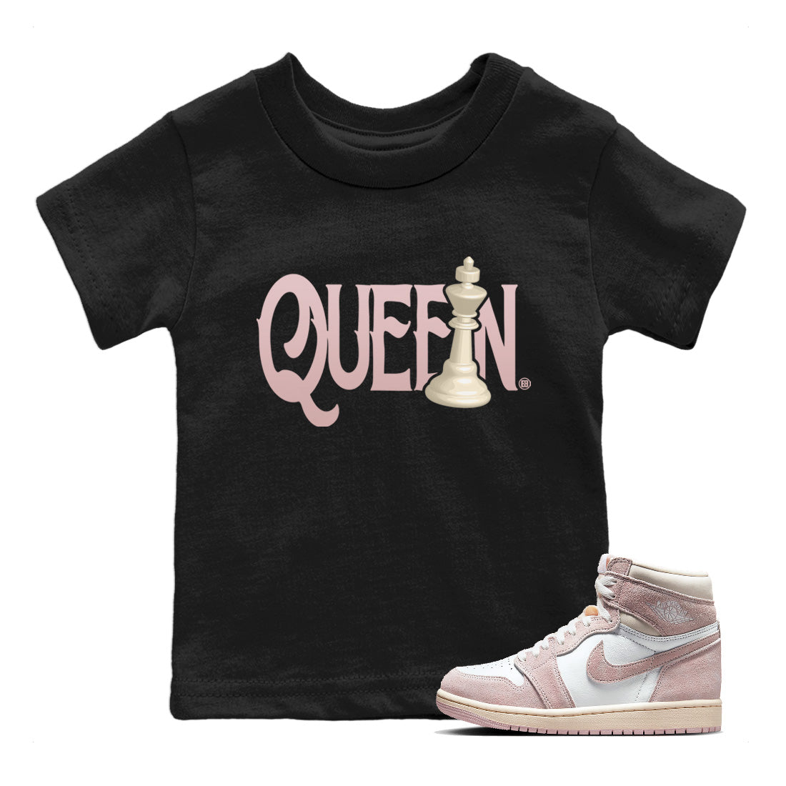 Air Jordan 1 Washed Pink Sneaker Match Tees Chess Queen Streetwear Sneaker Shirt Air Jordan 1 High OG WMNS Washed Pink Sneaker Release Tees Kids Shirts Black 1