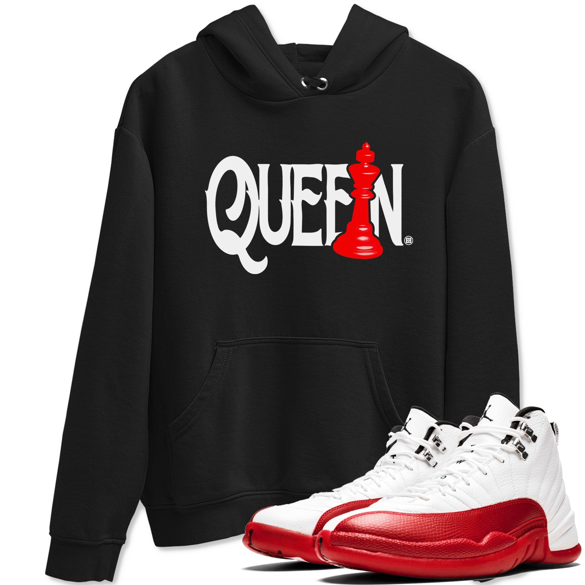 12s Cherry shirt to match jordans Chess Queen sneaker tees AJ12 Retro Cherry Drip Gear Zone unisex cotton Black 1 crew neck shirt