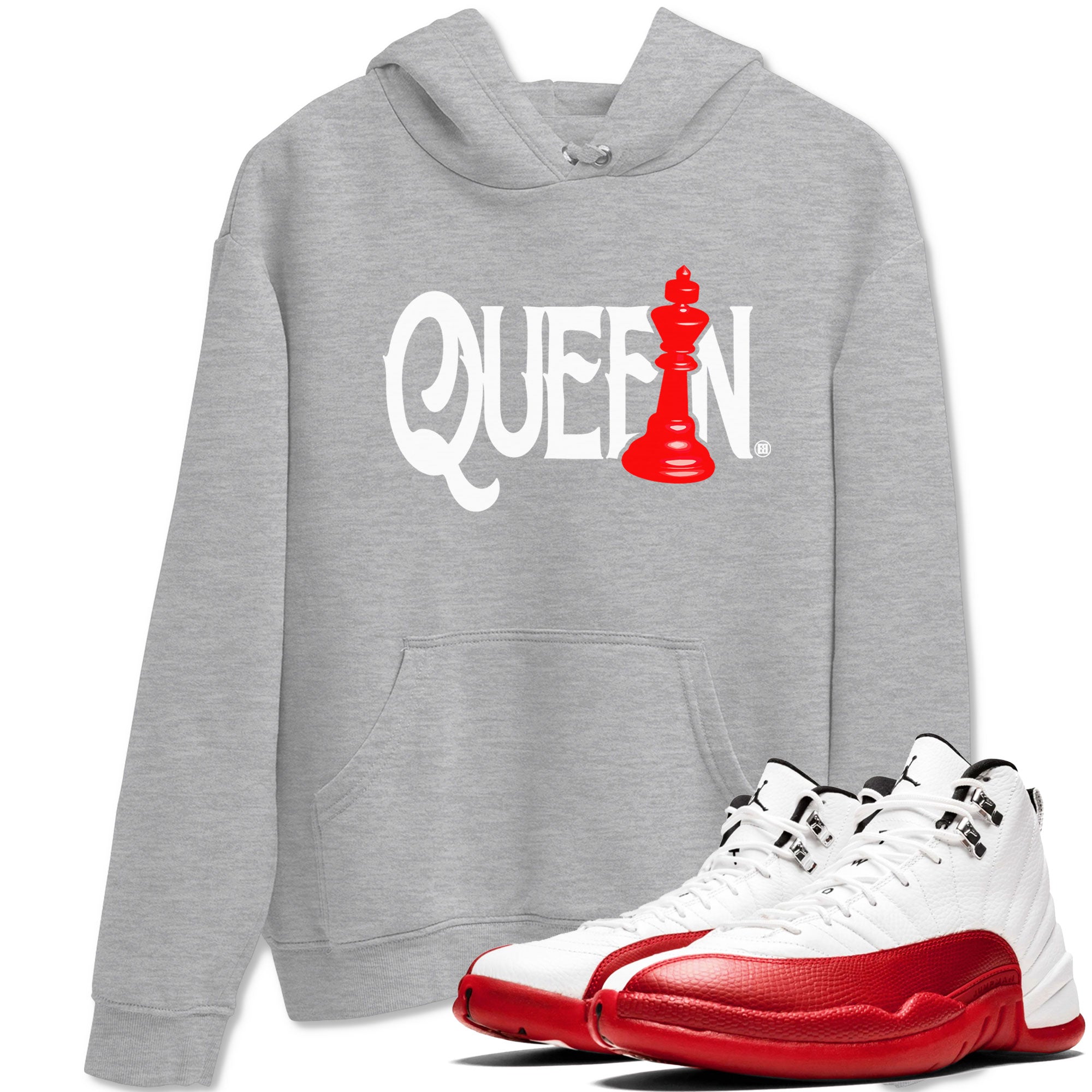 12s Cherry shirt to match jordans Chess Queen sneaker tees AJ12 Retro Cherry Drip Gear Zone unisex cotton Heather Grey 1 crew neck shirt