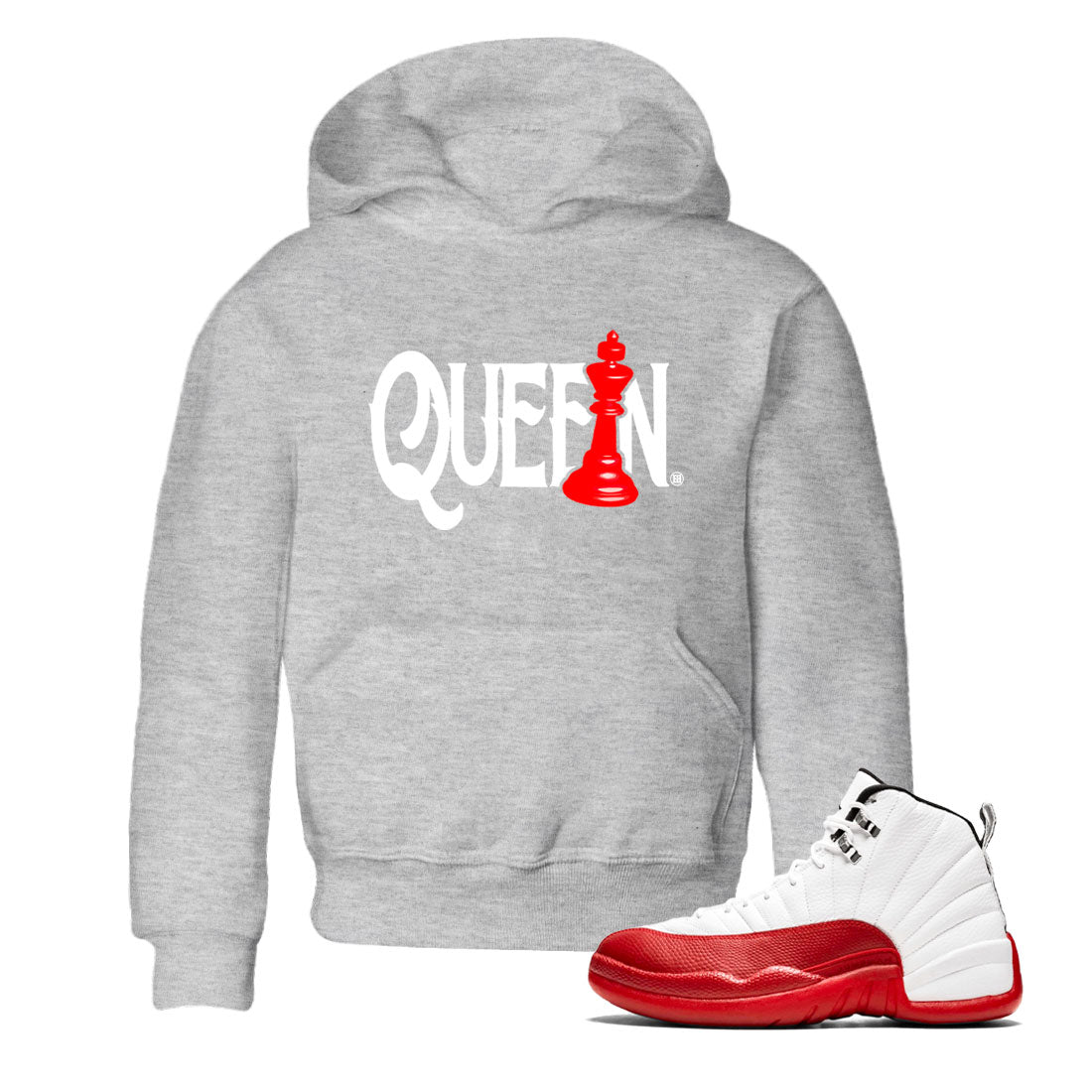 12s Cherry shirt to match jordans Chess Queen sneaker tees AJ12 Retro Cherry Drip Gear Zone baby toddler Heather Grey 1 cotton Shirt