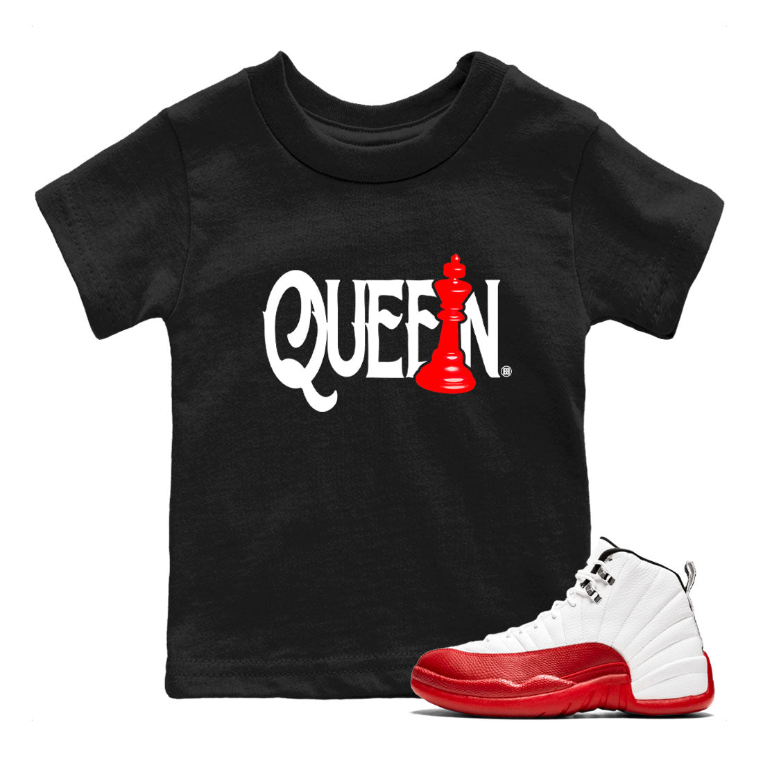 12s Cherry shirt to match jordans Chess Queen sneaker tees AJ12 Retro Cherry Drip Gear Zone baby toddler Black 1 cotton Shirt