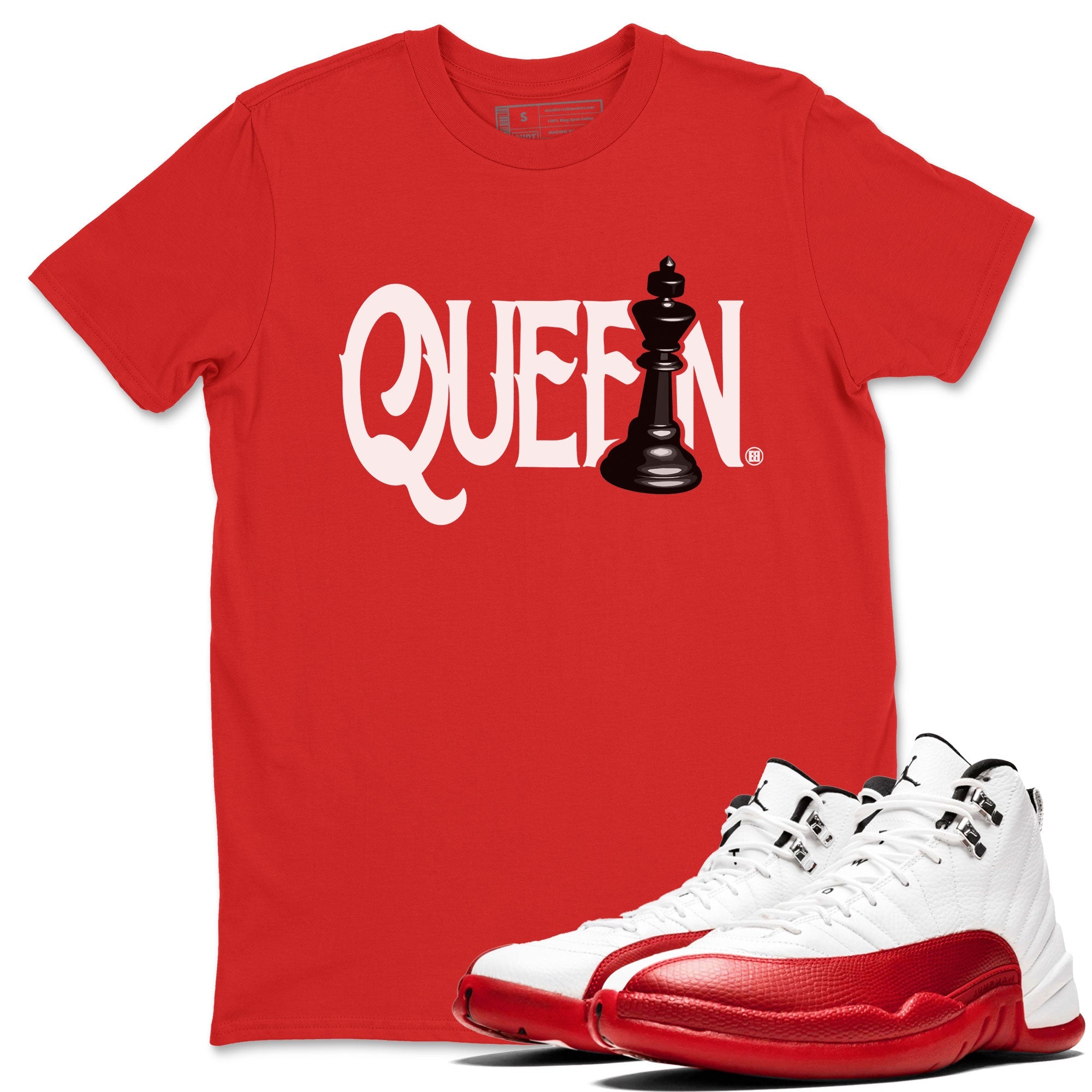 12s Cherry shirt to match jordans Chess Queen sneaker tees AJ12 Retro Cherry Drip Gear Zone unisex cotton Red 1 crew neck shirt