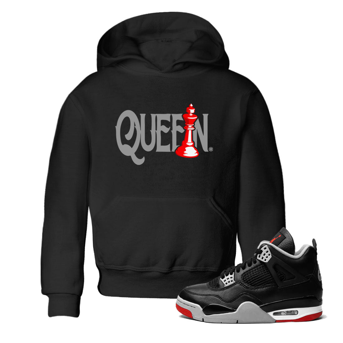 Air Jordan 4 Bred Reimagined shirt to match jordans Chess Queen sneaker shirts AJ4 Bred Reimagined Drip Gear Zone baby toddler Black 1 cotton Shirt