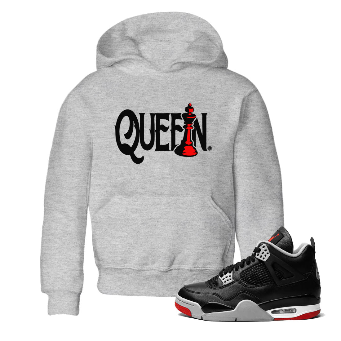 Air Jordan 4 Bred Reimagined shirt to match jordans Chess Queen sneaker shirts AJ4 Bred Reimagined Drip Gear Zone baby toddler Heather Grey 1 cotton Shirt