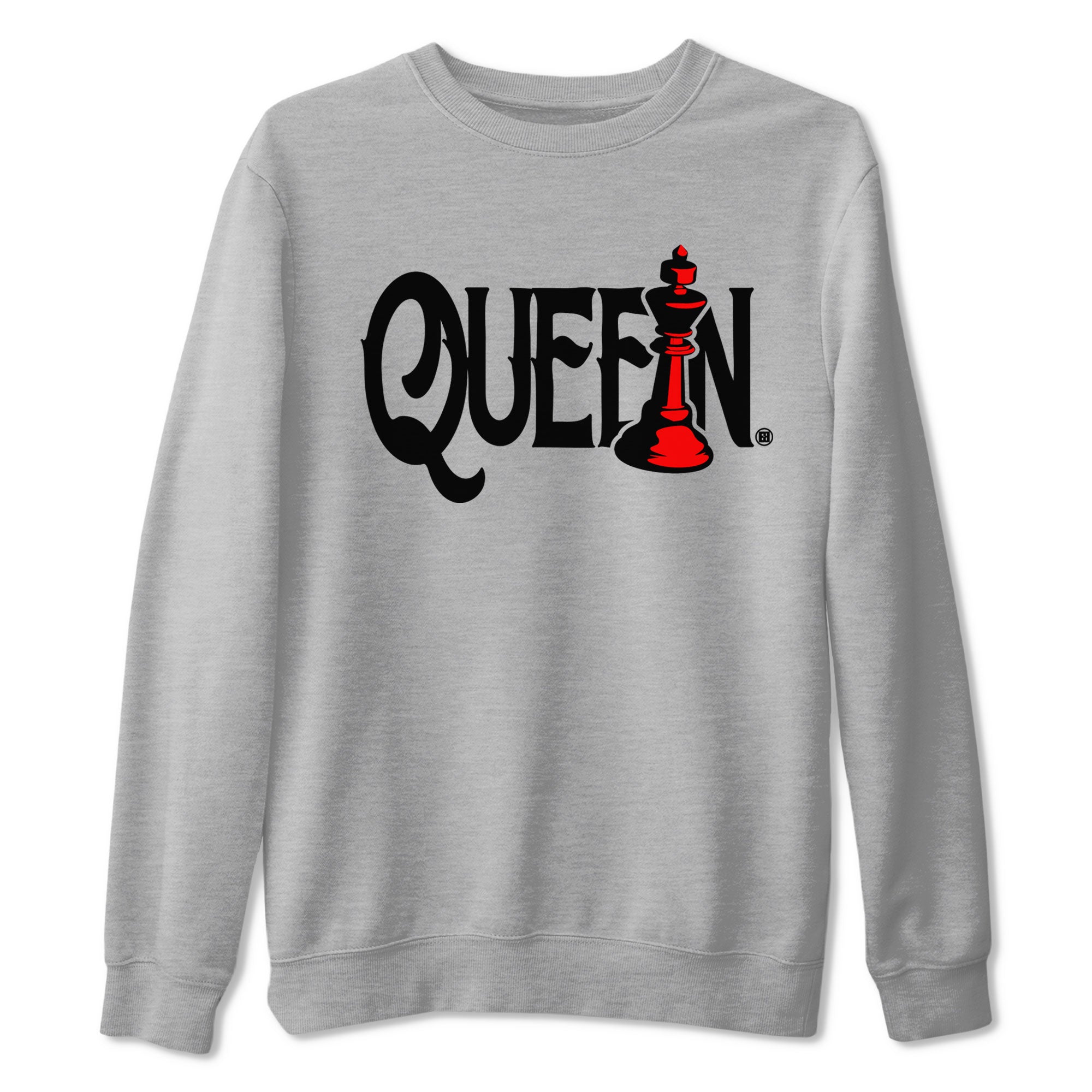 Air Jordan 4 Bred Reimagined shirt to match jordans Chess Queen sneaker shirts AJ4 Bred Reimagined Drip Gear Zone unisex crew neck cotton Heather Grey 2 crew neck shirt
