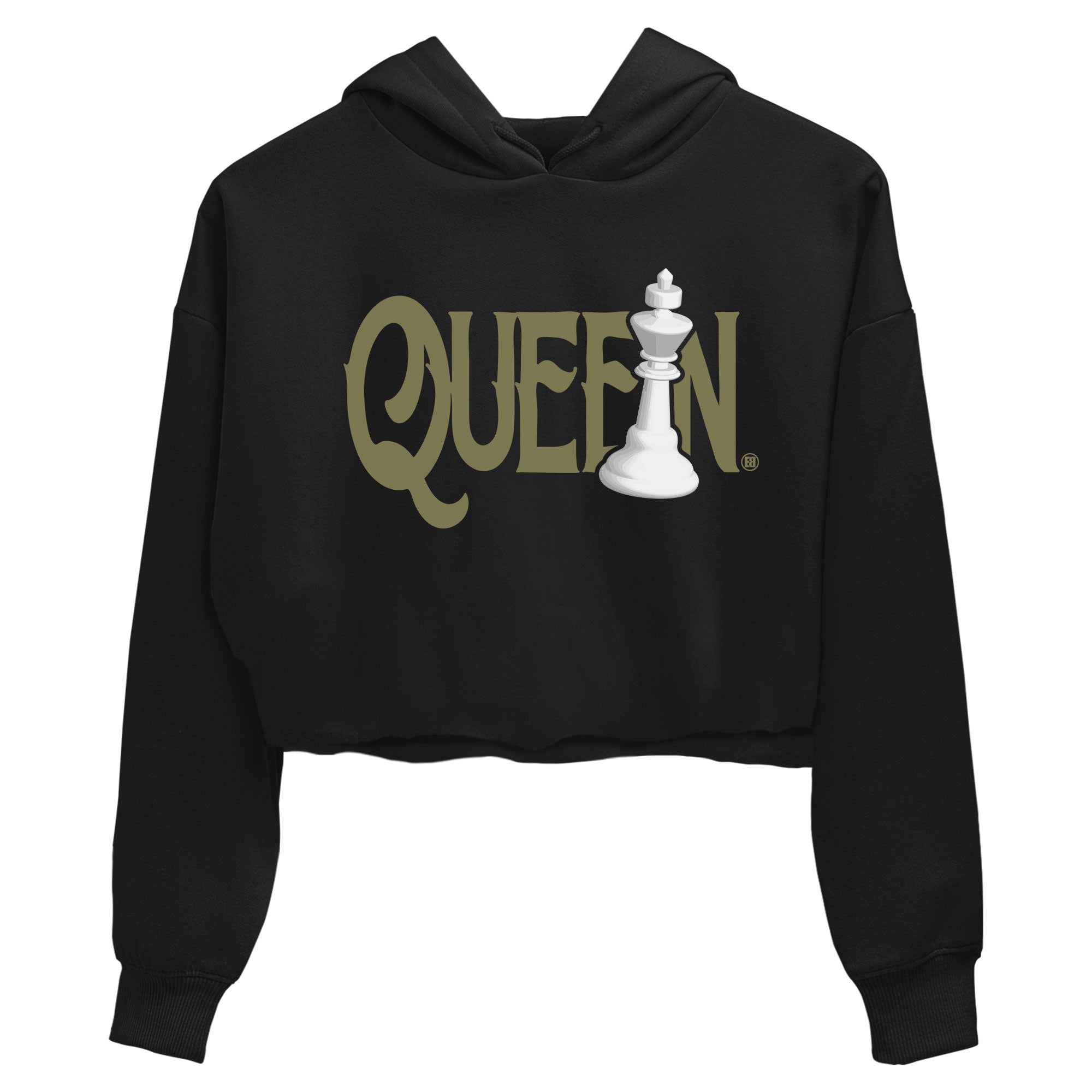 Air Jordan 4 Medium Olive shirt to match jordans streetwear brand Chess Queen sneaker tees 4s Medium Olive Drip Gear Zone Black 2 Crop T-Shirt