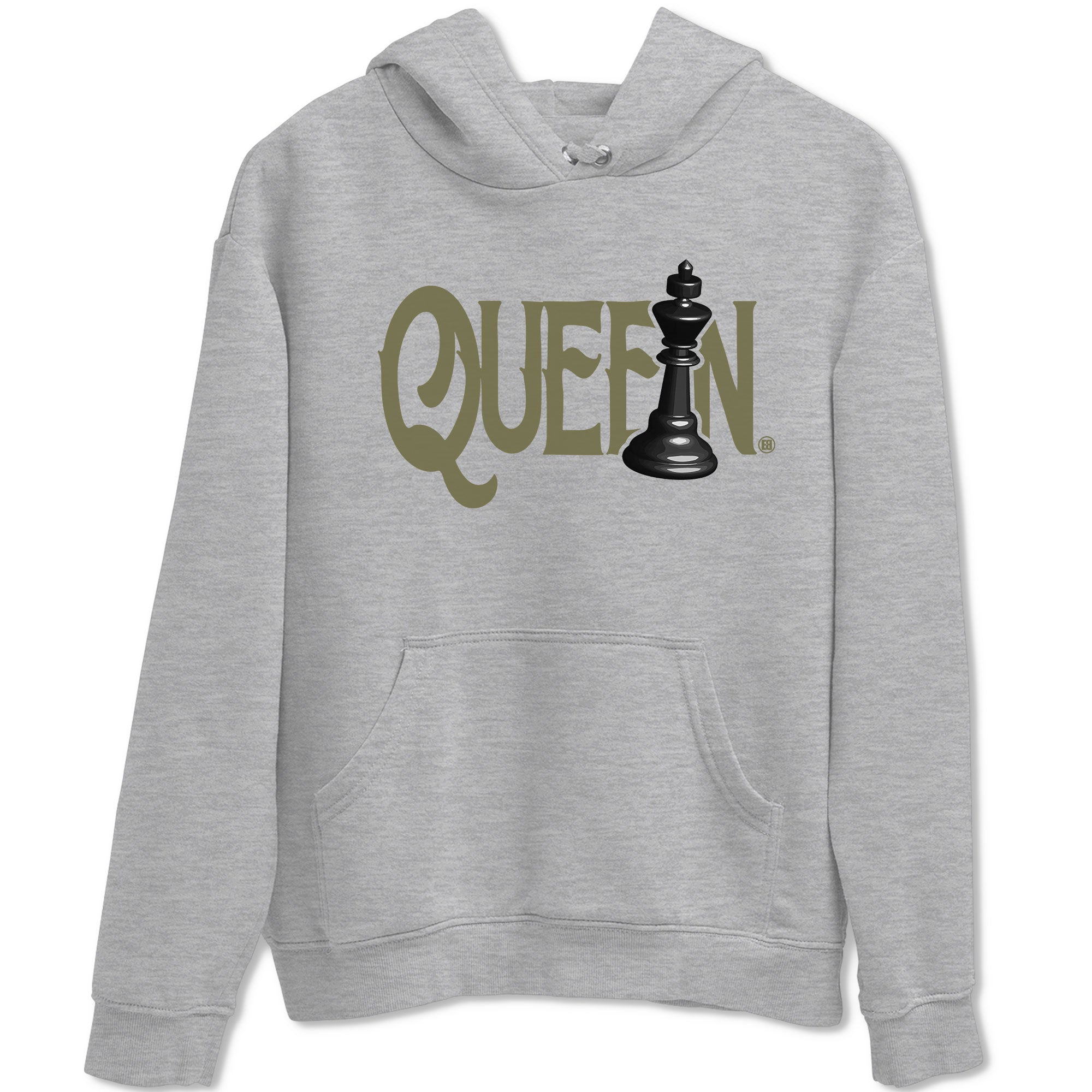 Air Jordan 4 Medium Olive shirt to match jordans streetwear brand Chess Queen sneaker tees 4s Medium Olive Drip Gear Zone Unisex Streetwear Clothing Heather Grey 2 T-Shirt