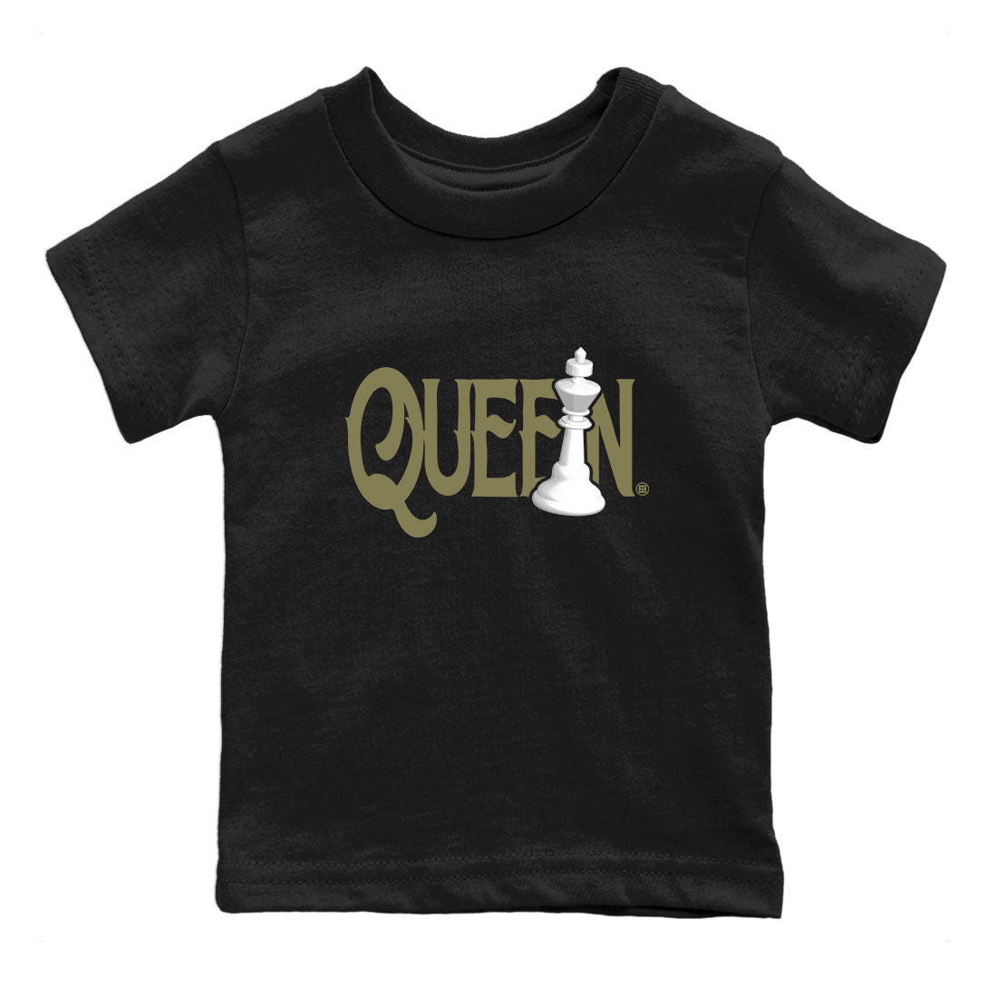 Air Jordan 4 Medium Olive shirt to match jordans streetwear brand Chess Queen sneaker tees 4s Medium Olive Drip Gear Zone Baby Toddler Black 2 T-Shirt