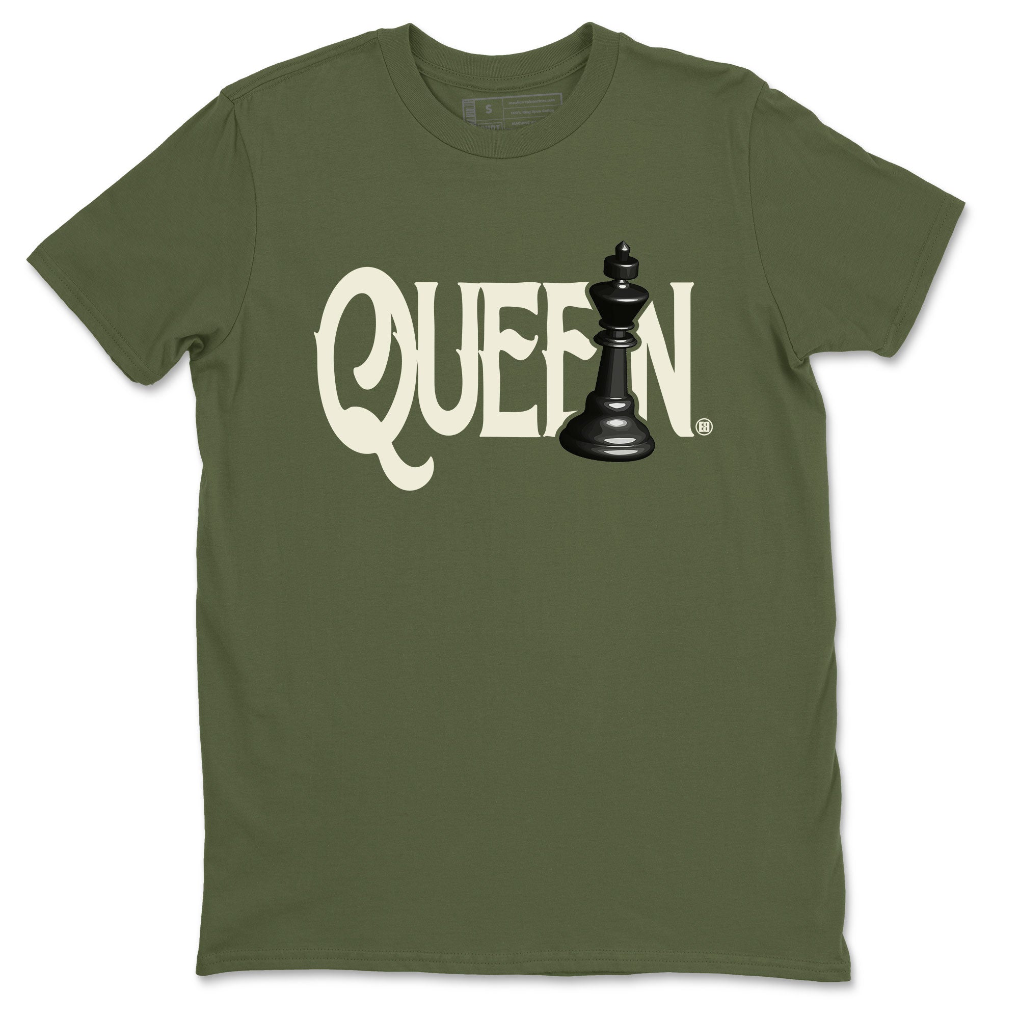 Air Jordan 4 Medium Olive shirt to match jordans streetwear brand Chess Queen sneaker tees 4s Medium Olive Drip Gear Zone Unisex Streetwear Clothing Military Green 2 T-Shirt