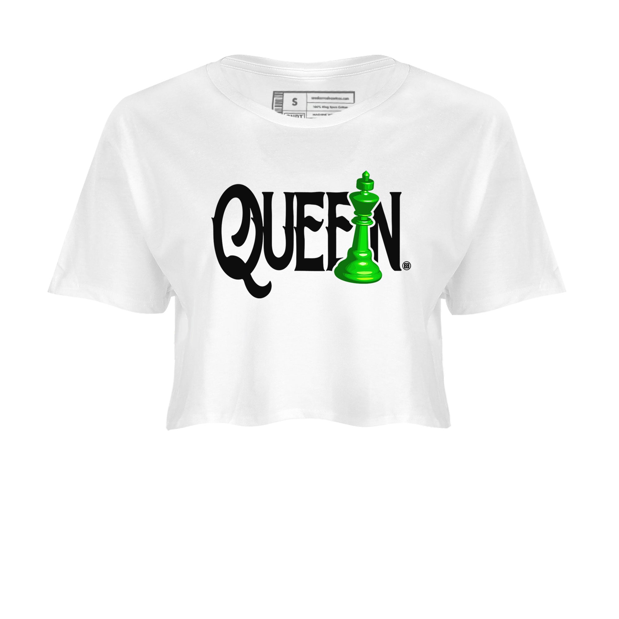 Air Jordan 5 Lucky Green shirt to match jordans Chess Queen sneaker match tee AJ5 Lucky Green Drip Gear Zone White 2 women's crop tee