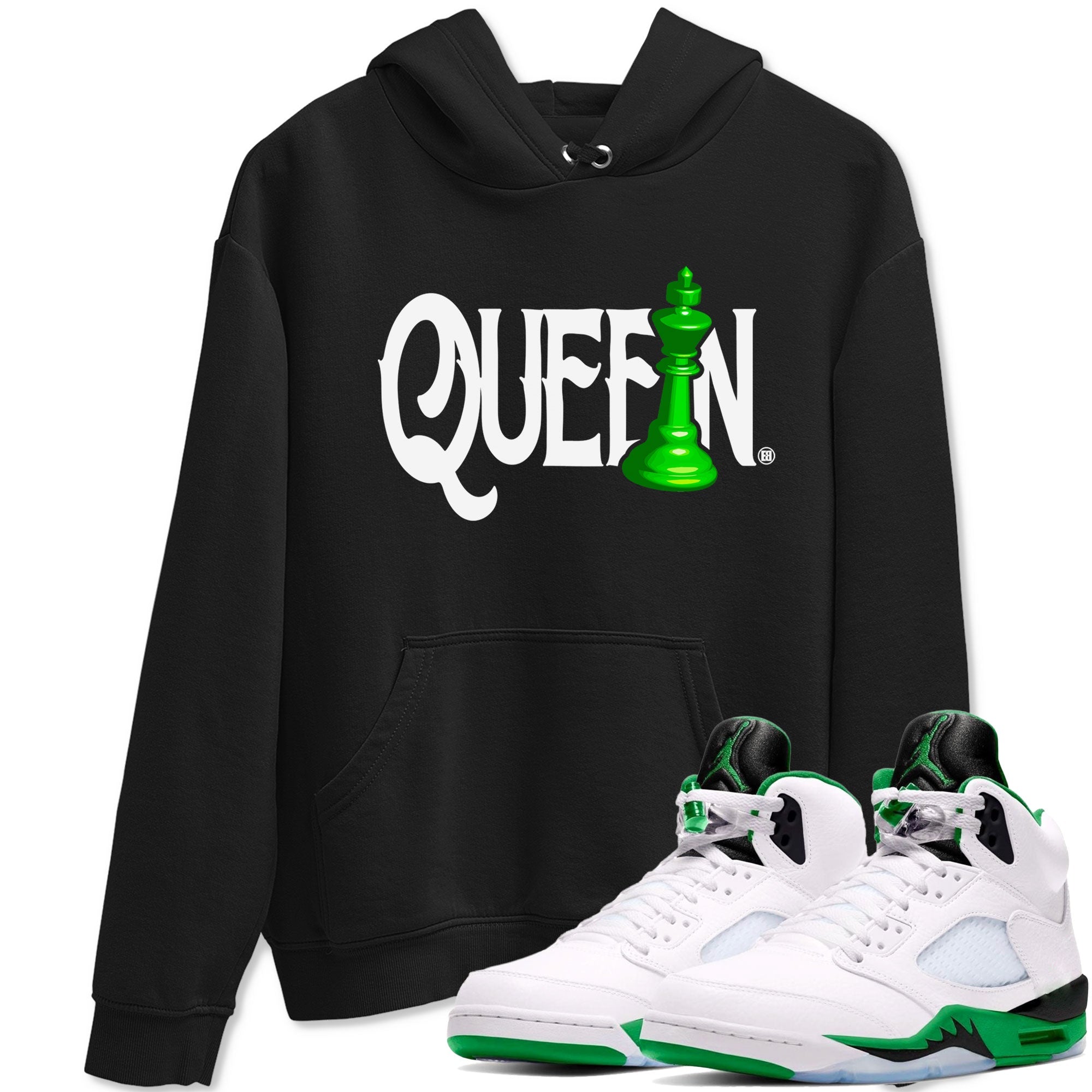 Air Jordan 5 Lucky Green shirt to match jordans Chess Queen sneaker match tee AJ5 Lucky Green Drip Gear Zone unisex cotton Black 1 crew neck shirt